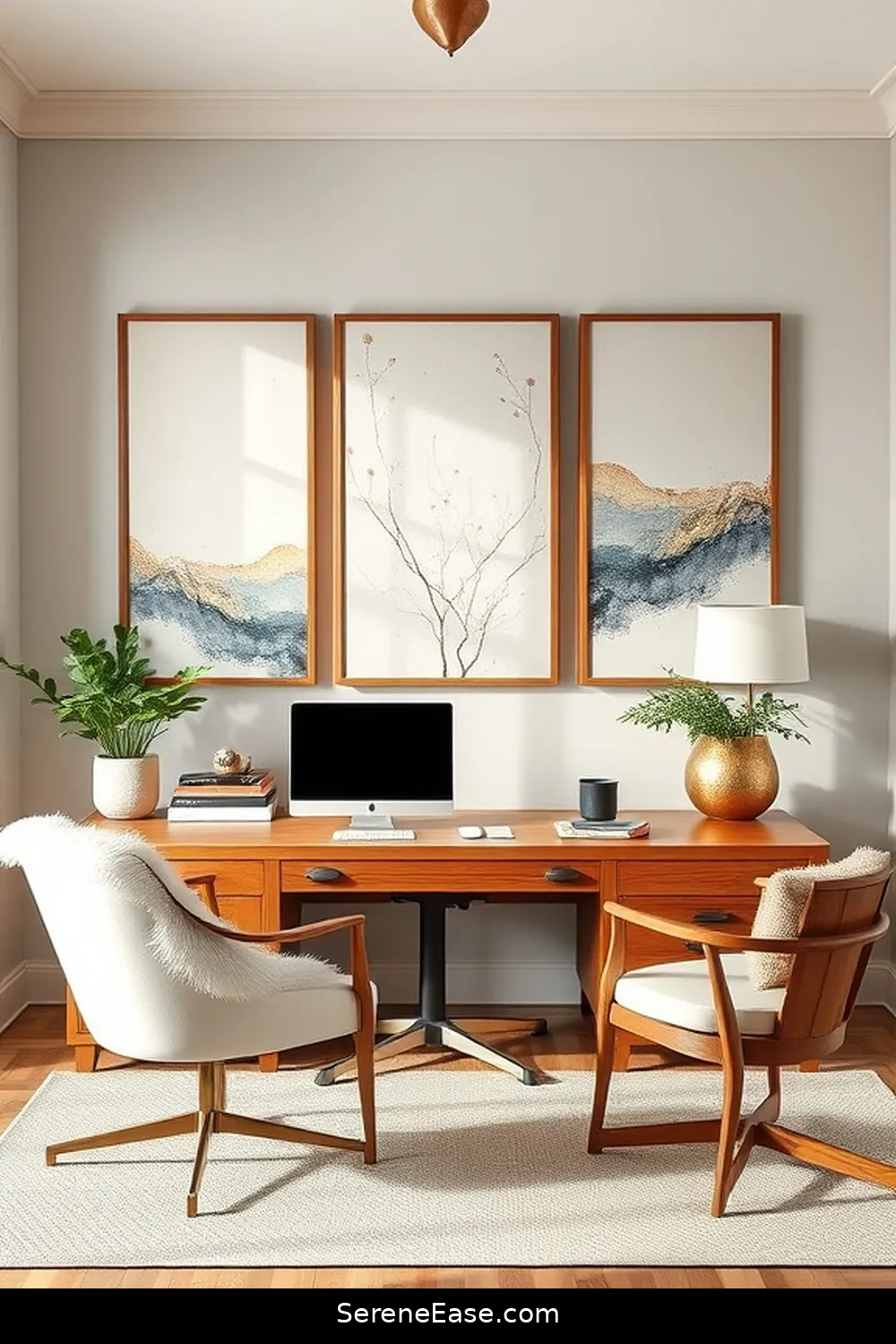 23 Ways to Incorporate Neutral Tones in Your Modern Farmhouse Style Home Office 11 Use Neutral Artwork for 23 Ways to Incorporate Neutral Tones in Your Modern Farmhouse Style Home Office