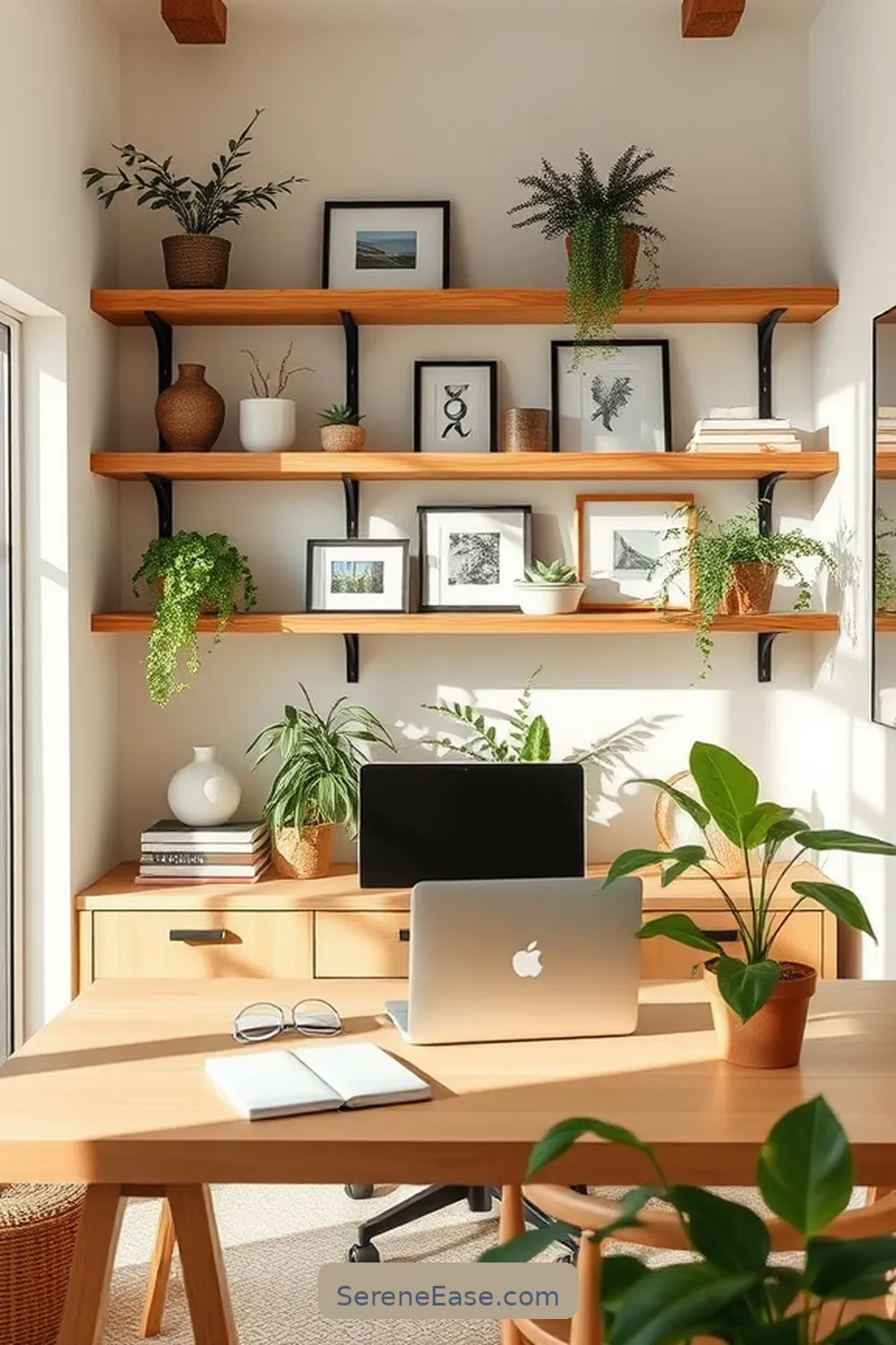 23 Ways to Incorporate Neutral Tones in Your Modern Farmhouse Style Home Office 17 Utilize Open Shelving for 23 Ways to Incorporate Neutral Tones in Your Modern Farmhouse Style Home Office