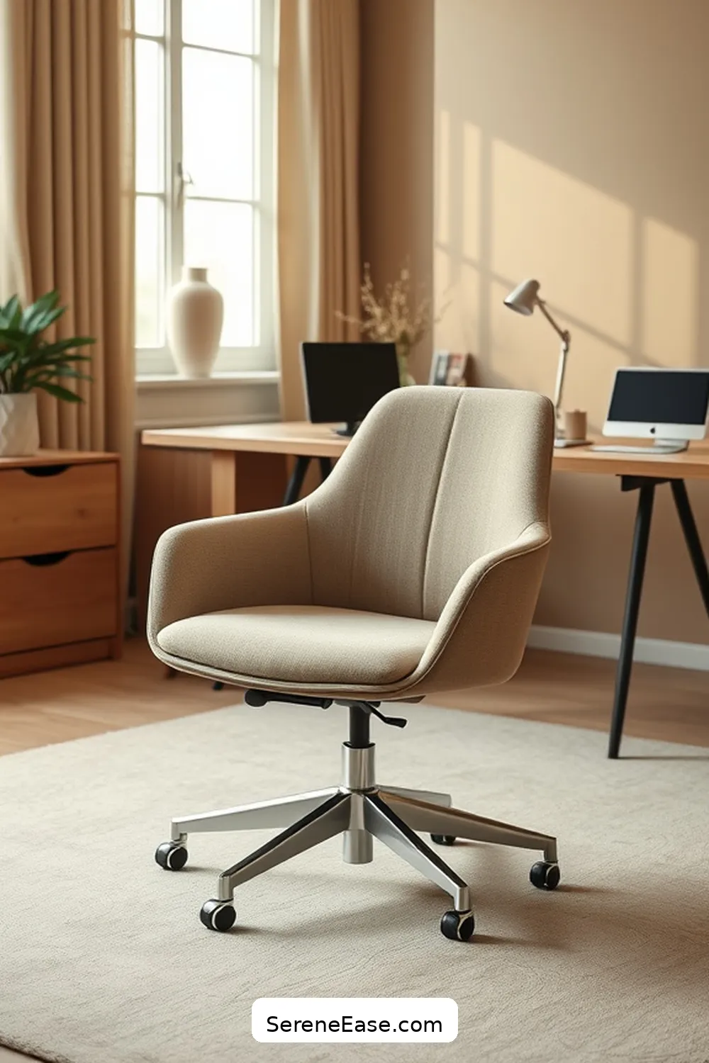 23 Ways to Incorporate Neutral Tones in a Mid-Century Modern Home Office Style 16 Choose a Simple, Elegant Desk Chair for 23 Ways to Incorporate Neutral Tones in a Mid-Century Modern Home Office Style