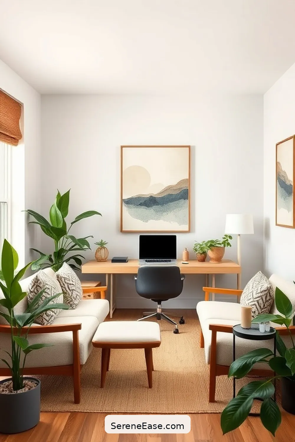 23 Ways to Incorporate Neutral Tones in a Mid-Century Modern Home Office Style 9 Display Artwork With Subtle Hues for 23 Ways to Incorporate Neutral Tones in a Mid-Century Modern Home Office Style