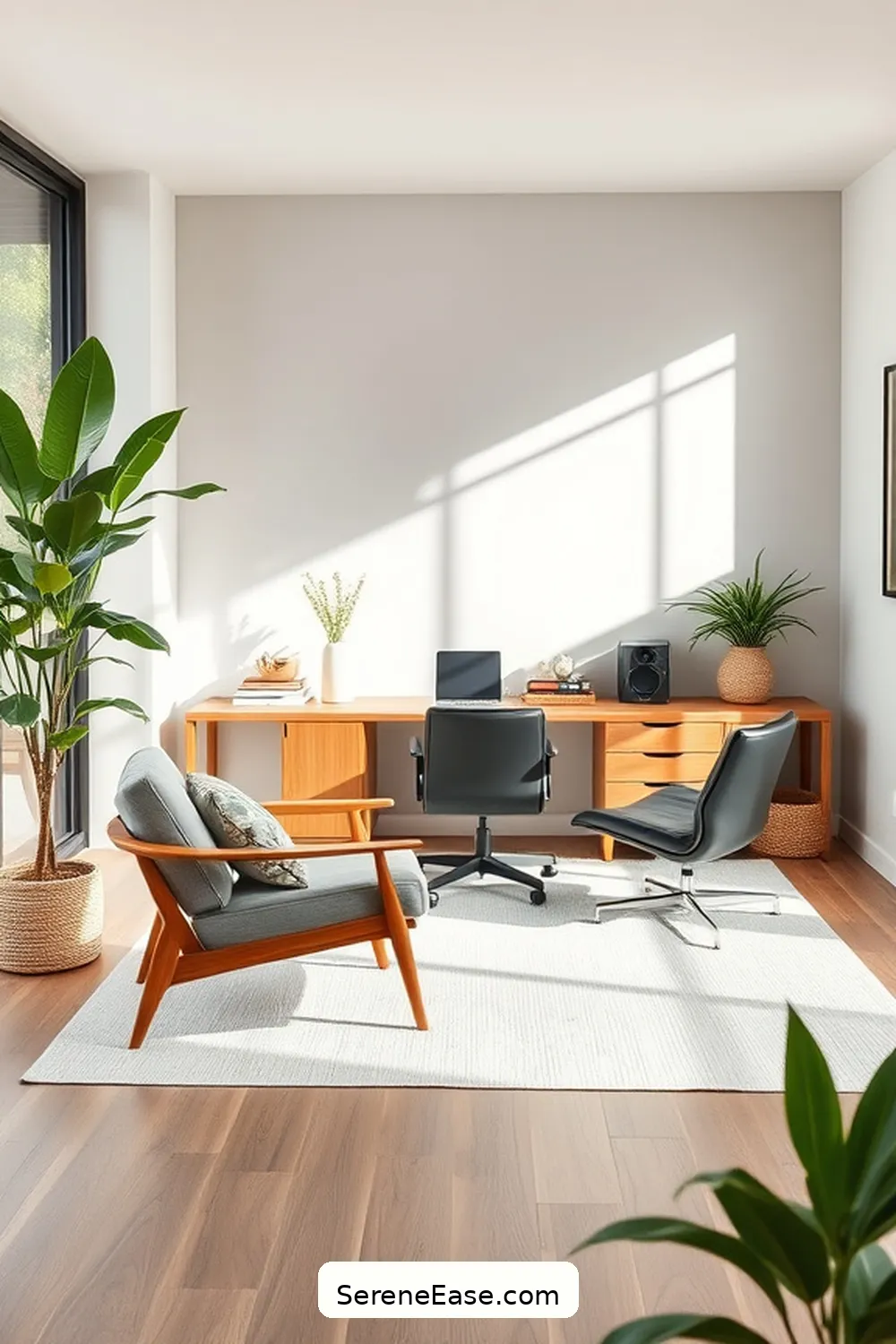 23 Ways to Incorporate Neutral Tones in a Mid-Century Modern Home Office Style 15 Incorporate a Neutral Accent Wall for 23 Ways to Incorporate Neutral Tones in a Mid-Century Modern Home Office Style