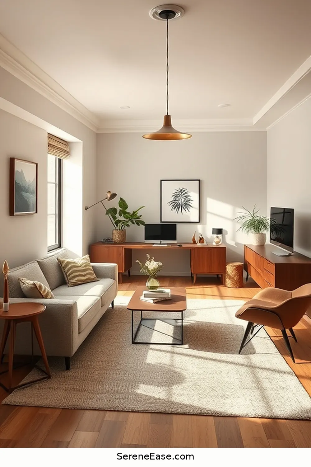 23 Ways to Incorporate Neutral Tones in a Mid-Century Modern Home Office Style 17 Layer Lighting for Warmth for 23 Ways to Incorporate Neutral Tones in a Mid-Century Modern Home Office Style