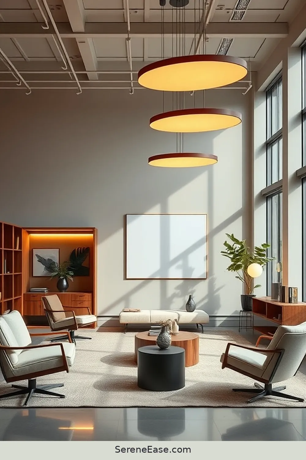 23 Ways to Incorporate Neutral Tones in a Mid-Century Modern Home Office Style 6 Opt for Light Fixtures With Simple Lines for 23 Ways to Incorporate Neutral Tones in a Mid-Century Modern Home Office Style
