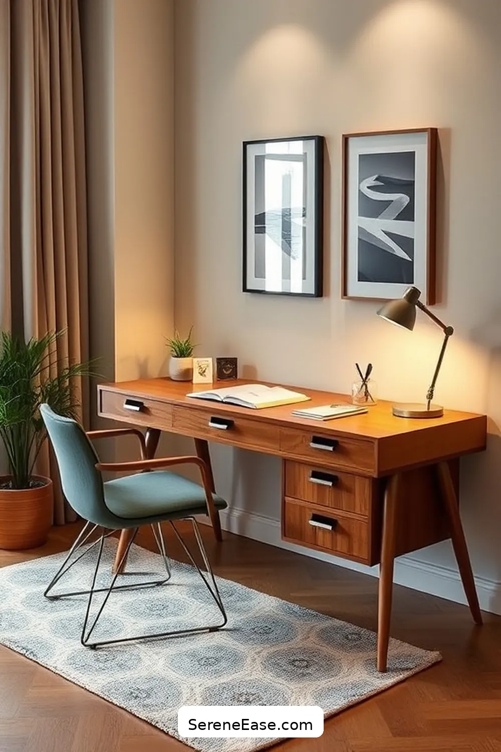 23 Ways to Incorporate Neutral Tones in a Mid-Century Modern Home Office Style 3 Select a Mid-Century Modern Desk for 23 Ways to Incorporate Neutral Tones in a Mid-Century Modern Home Office Style