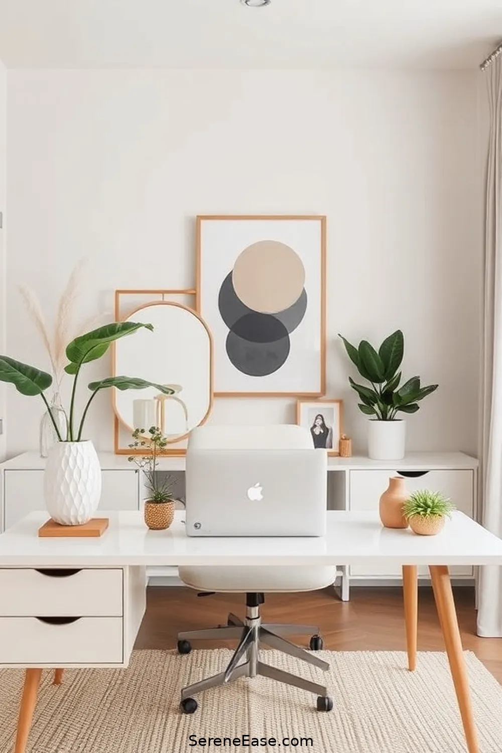 23 Ways to Incorporate Neutral Tones in a Mid-Century Modern Home Office Style 14 Use Decorative Accessories Sparingly for 23 Ways to Incorporate Neutral Tones in a Mid-Century Modern Home Office Style