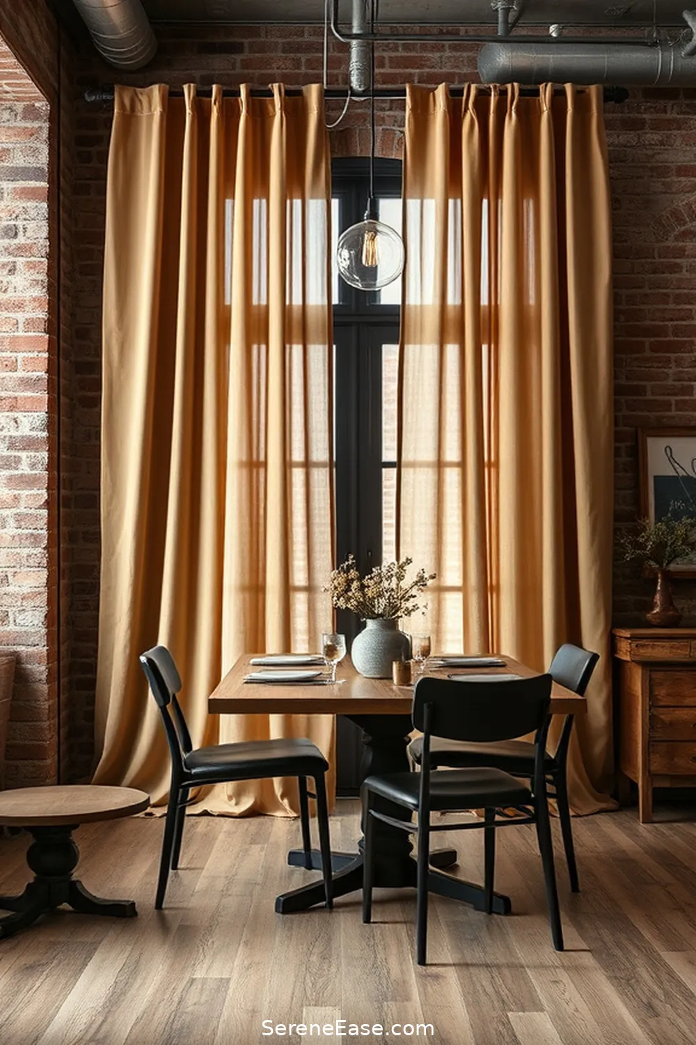 23 Ways to Use Earth Tones in Industrial Dining Room Style 18 Choose Natural Fiber Curtains for 23 Ways to Use Earth Tones in Industrial Dining Room Style