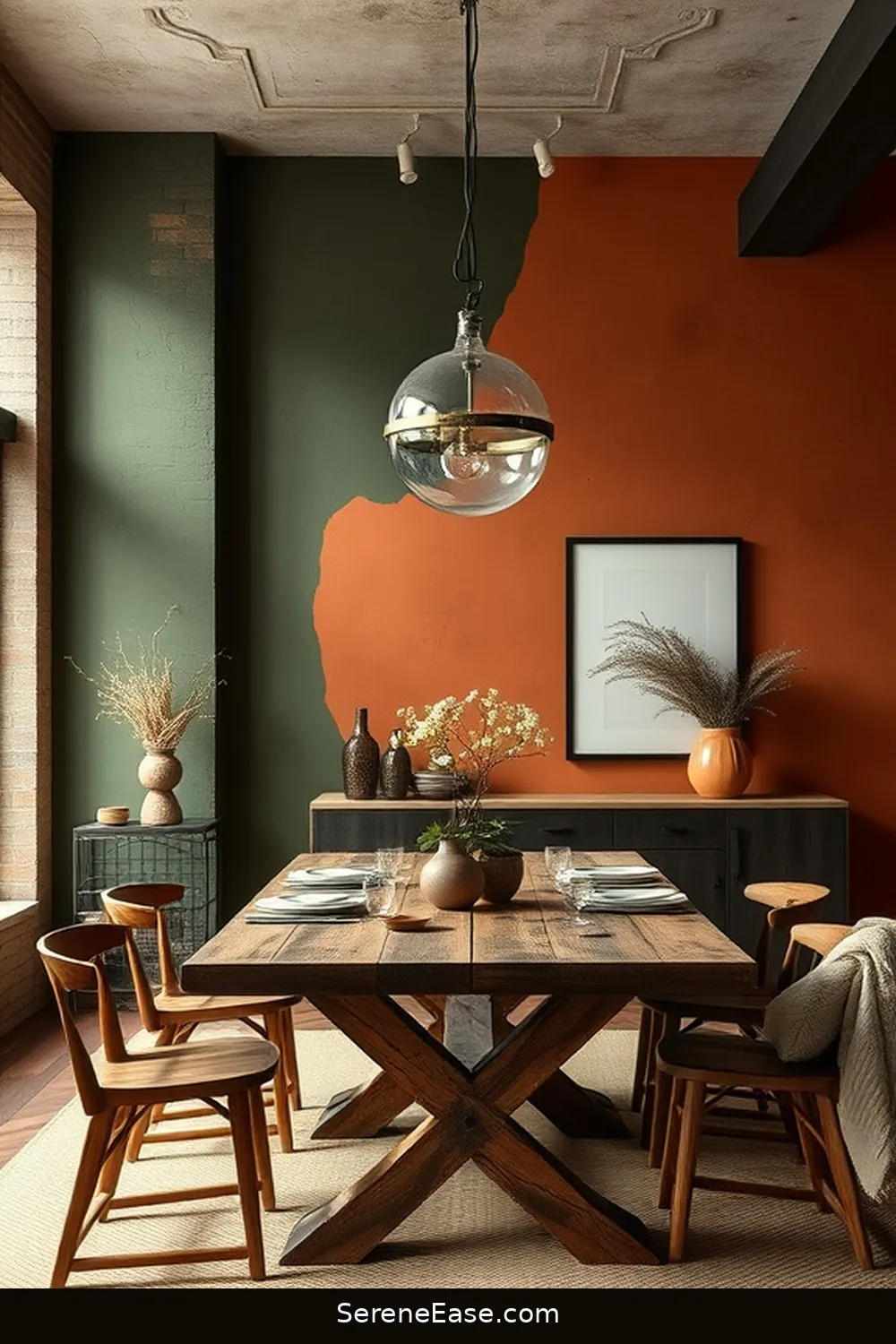 23 Ways to Use Earth Tones in Industrial Dining Room Style 24 Create a Feature Wall With Earthy Hues for 23 Ways to Use Earth Tones in Industrial Dining Room Style