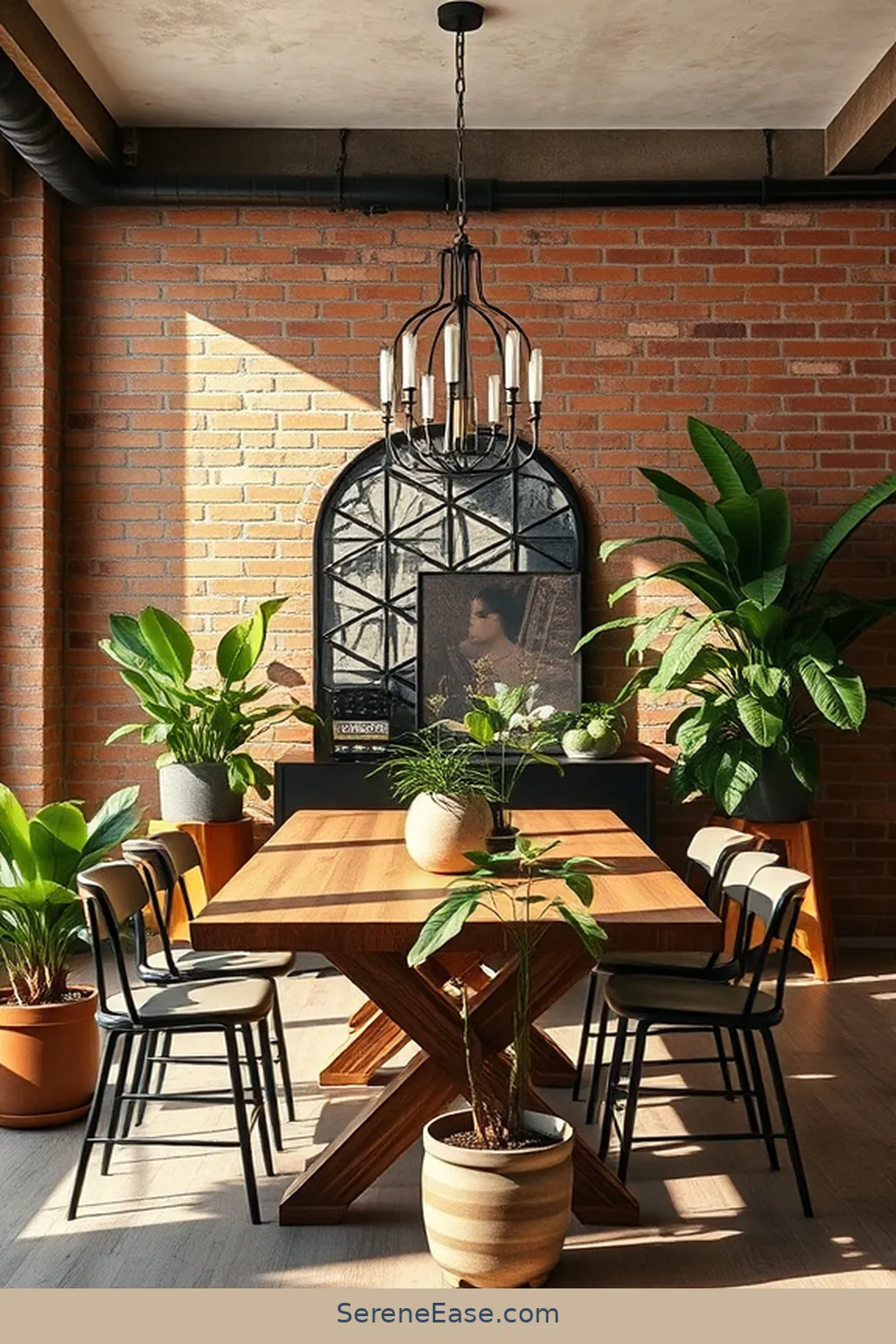 23 Ways to Use Earth Tones in Industrial Dining Room Style 7 Introduce Greenery With Potted Plants for 23 Ways to Use Earth Tones in Industrial Dining Room Style