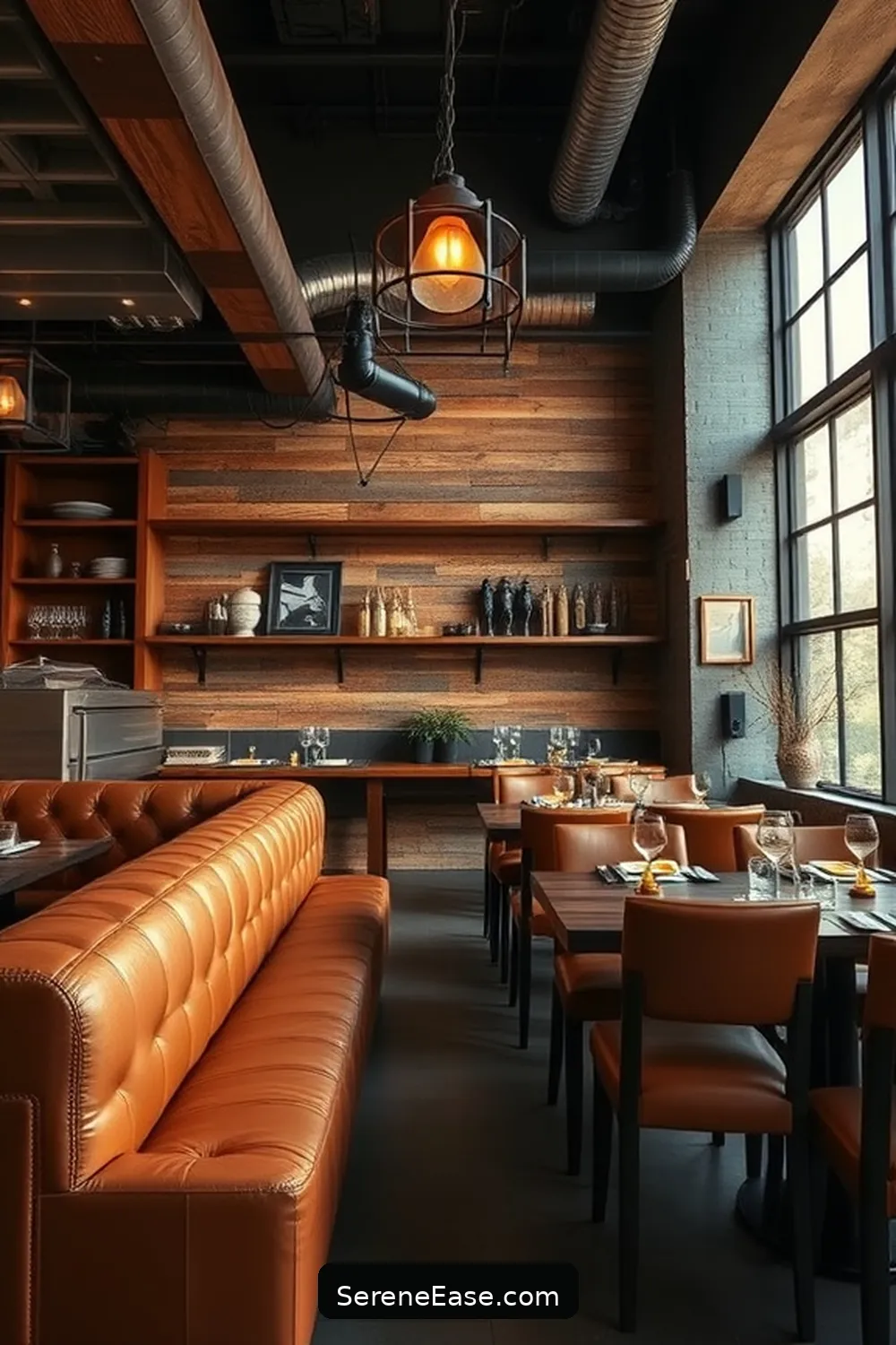 23 Ways to Use Earth Tones in Industrial Dining Room Style 12 Use Leather Upholstery for 23 Ways to Use Earth Tones in Industrial Dining Room Style