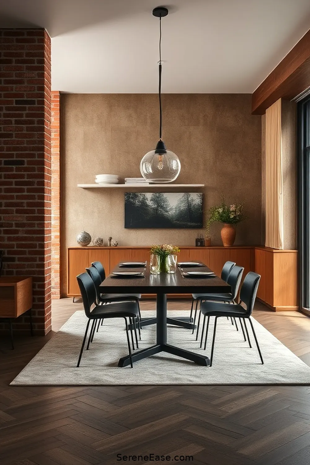 23 Ways to Use Earth Tones in Industrial Dining Room Style 19 Use Textured Wall Coverings for 23 Ways to Use Earth Tones in Industrial Dining Room Style