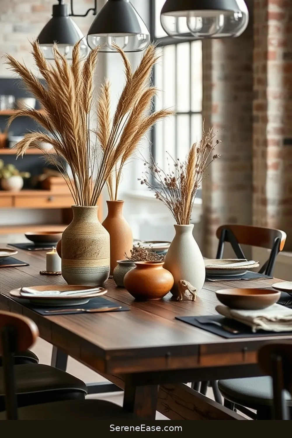 23 Ways to Use Earth Tones in Industrial Dining Room Style 21 Utilize Earthy Centerpieces for 23 Ways to Use Earth Tones in Industrial Dining Room Style