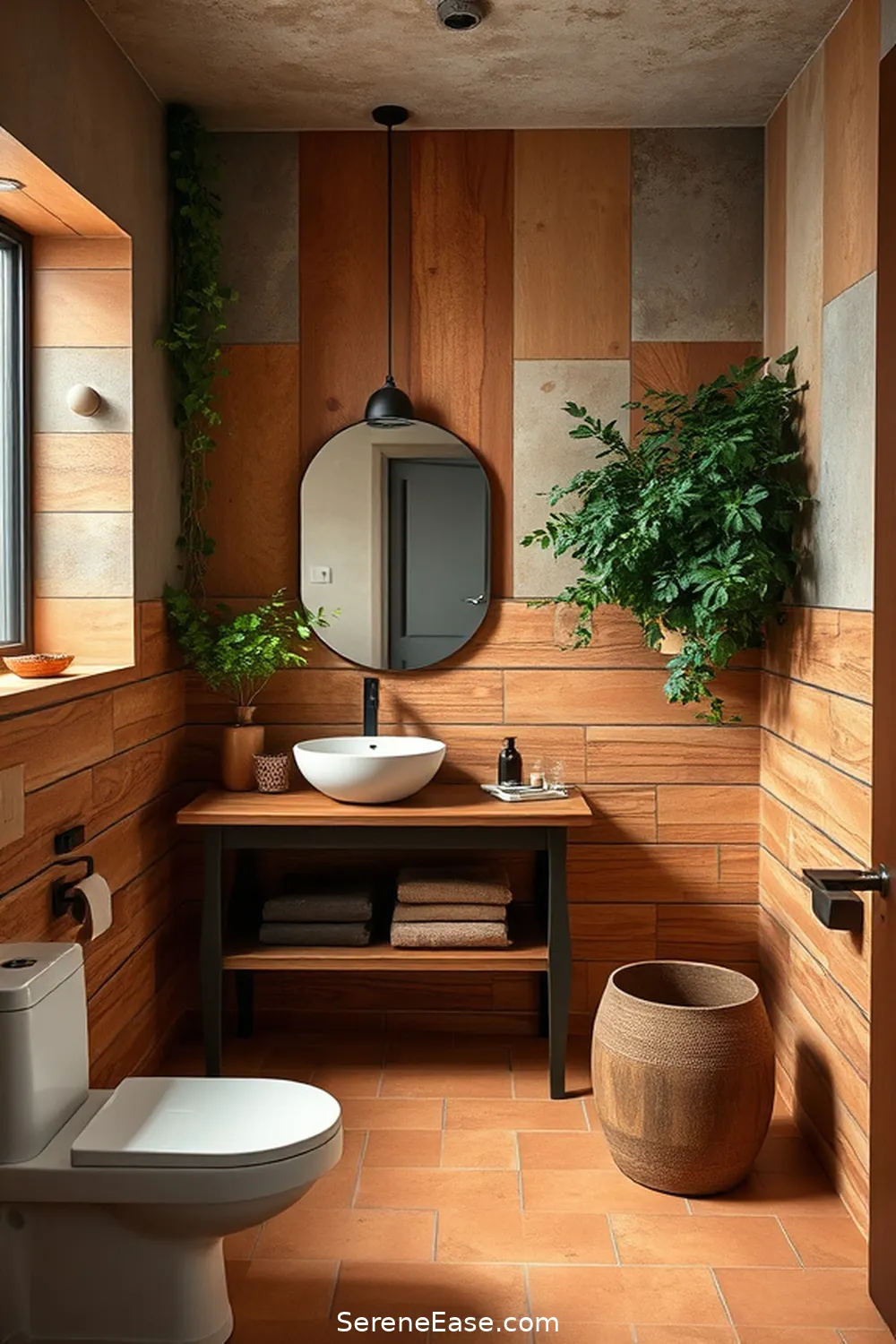 23 Ways to Use Earth Tones in Rustic Bathroom Style Design 9 Create a Feature Wall for 23 Ways to Use Earth Tones in Rustic Bathroom Style Design