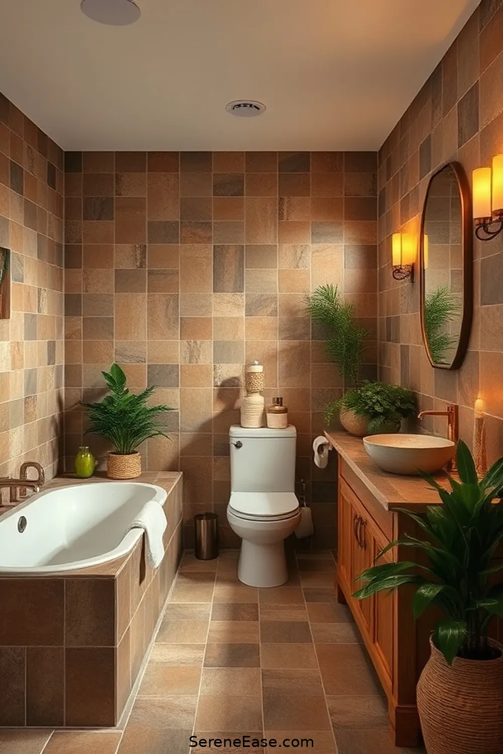 23 Ways to Use Earth Tones in Rustic Bathroom Style Design 20 Create a Spa-Like Atmosphere for 23 Ways to Use Earth Tones in Rustic Bathroom Style Design