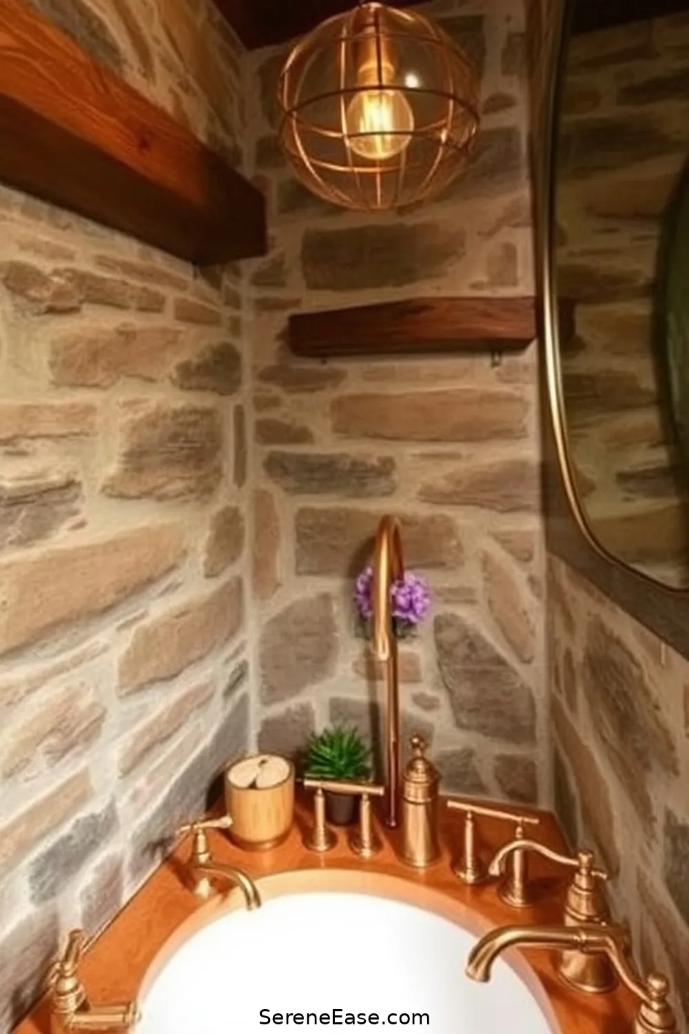 23 Ways to Use Earth Tones in Rustic Bathroom Style Design 17 Incorporate Brass or Copper Accents for 23 Ways to Use Earth Tones in Rustic Bathroom Style Design