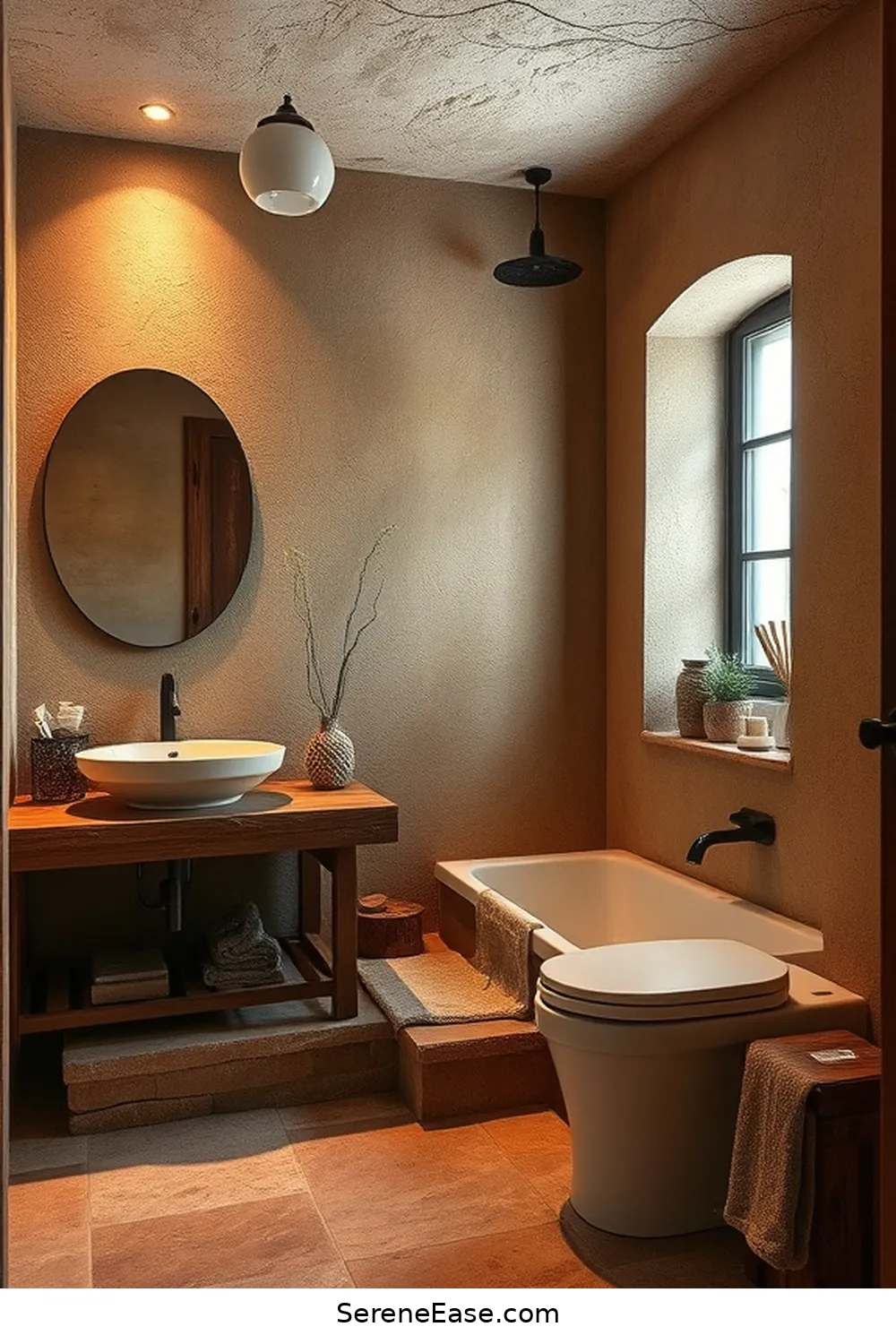 23 Ways to Use Earth Tones in Rustic Bathroom Style Design 23 Incorporate Textured Walls for 23 Ways to Use Earth Tones in Rustic Bathroom Style Design