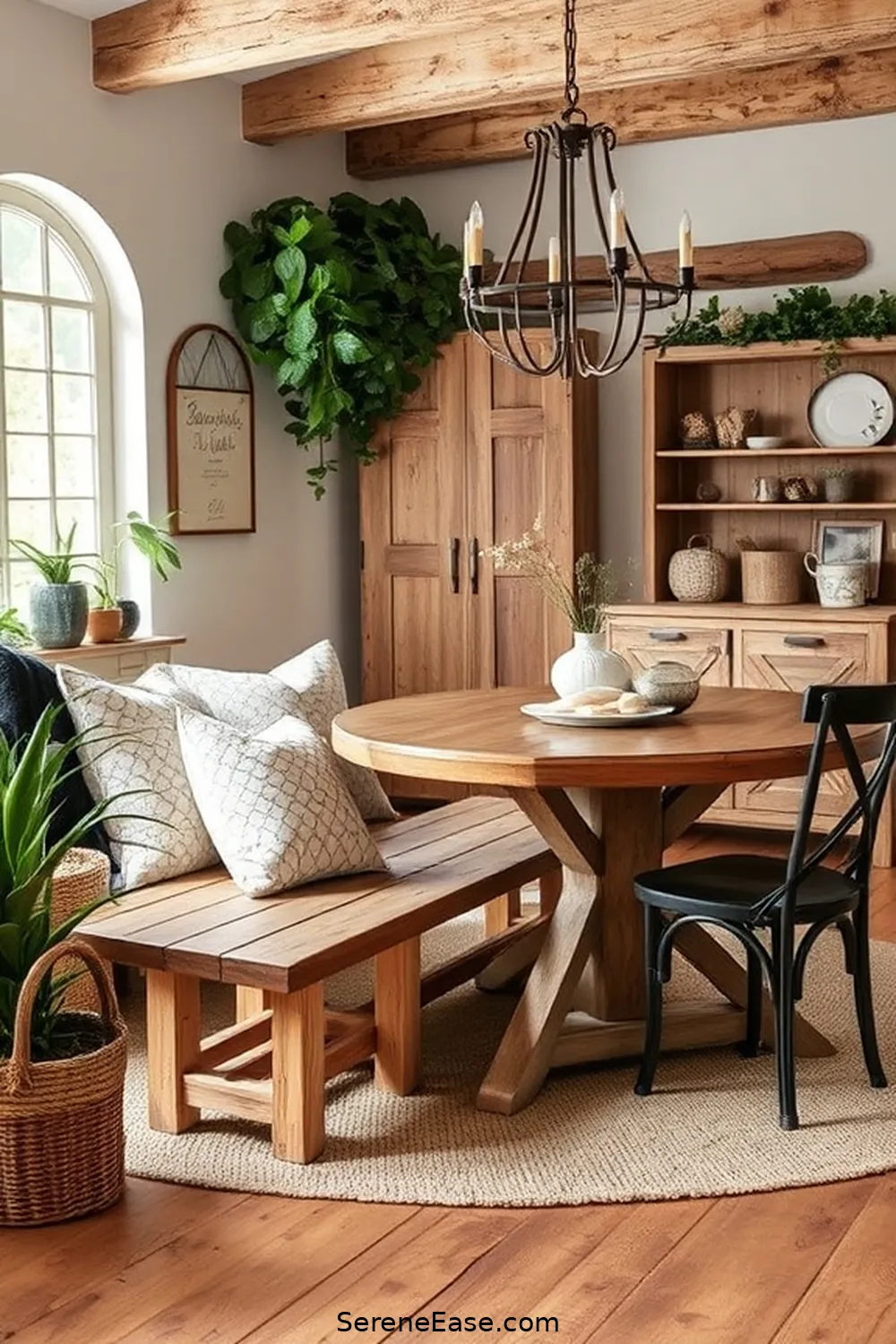 23 Ways to Use Neutral Tones in a Rustic Dining Room Style 18 Add a Farmhouse Style Bench for 23 Ways to Use Neutral Tones in a Rustic Dining Room Style