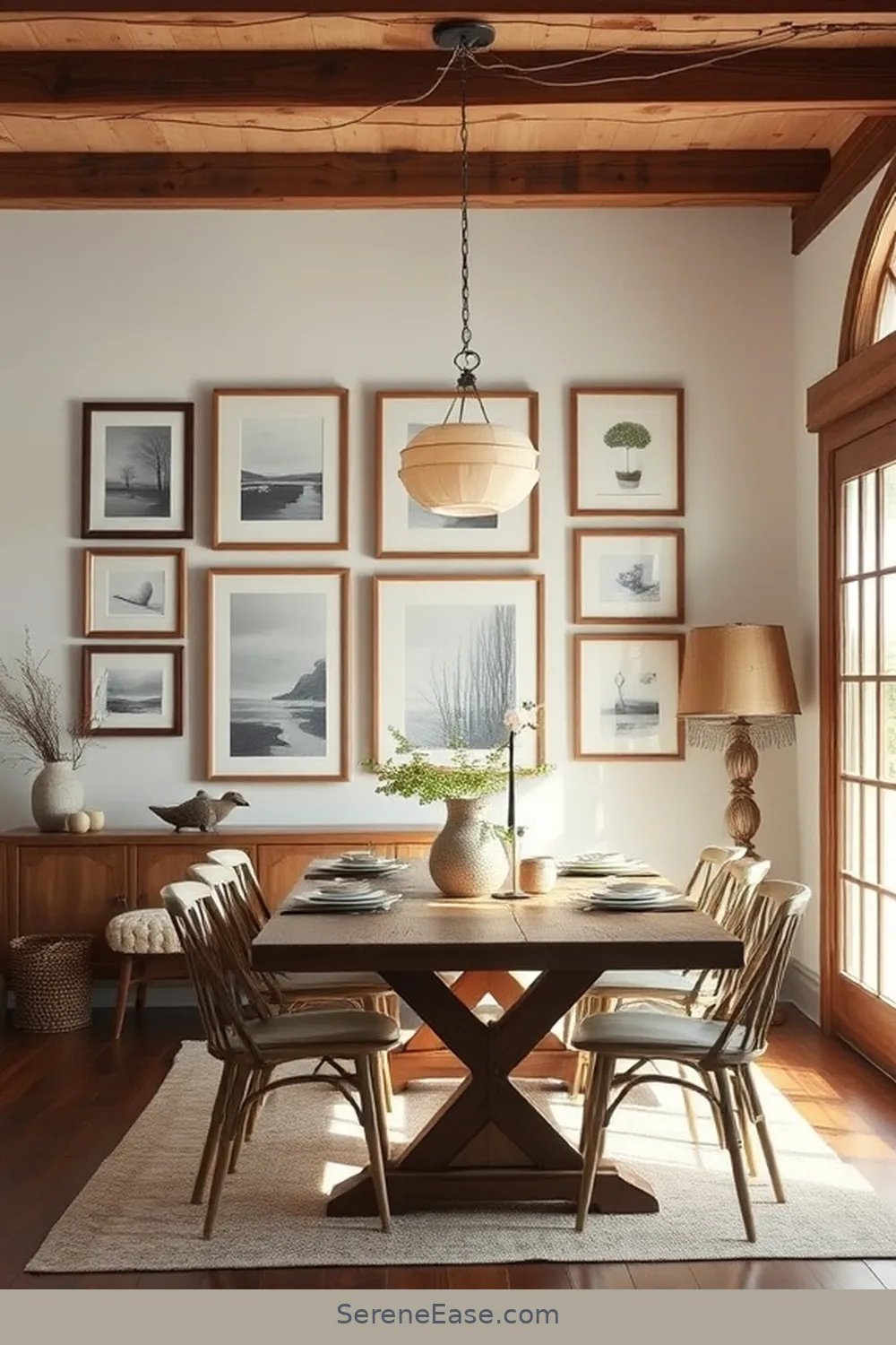 23 Ways to Use Neutral Tones in a Rustic Dining Room Style 22 Create a Gallery Wall With Neutral Frames for 23 Ways to Use Neutral Tones in a Rustic Dining Room Style