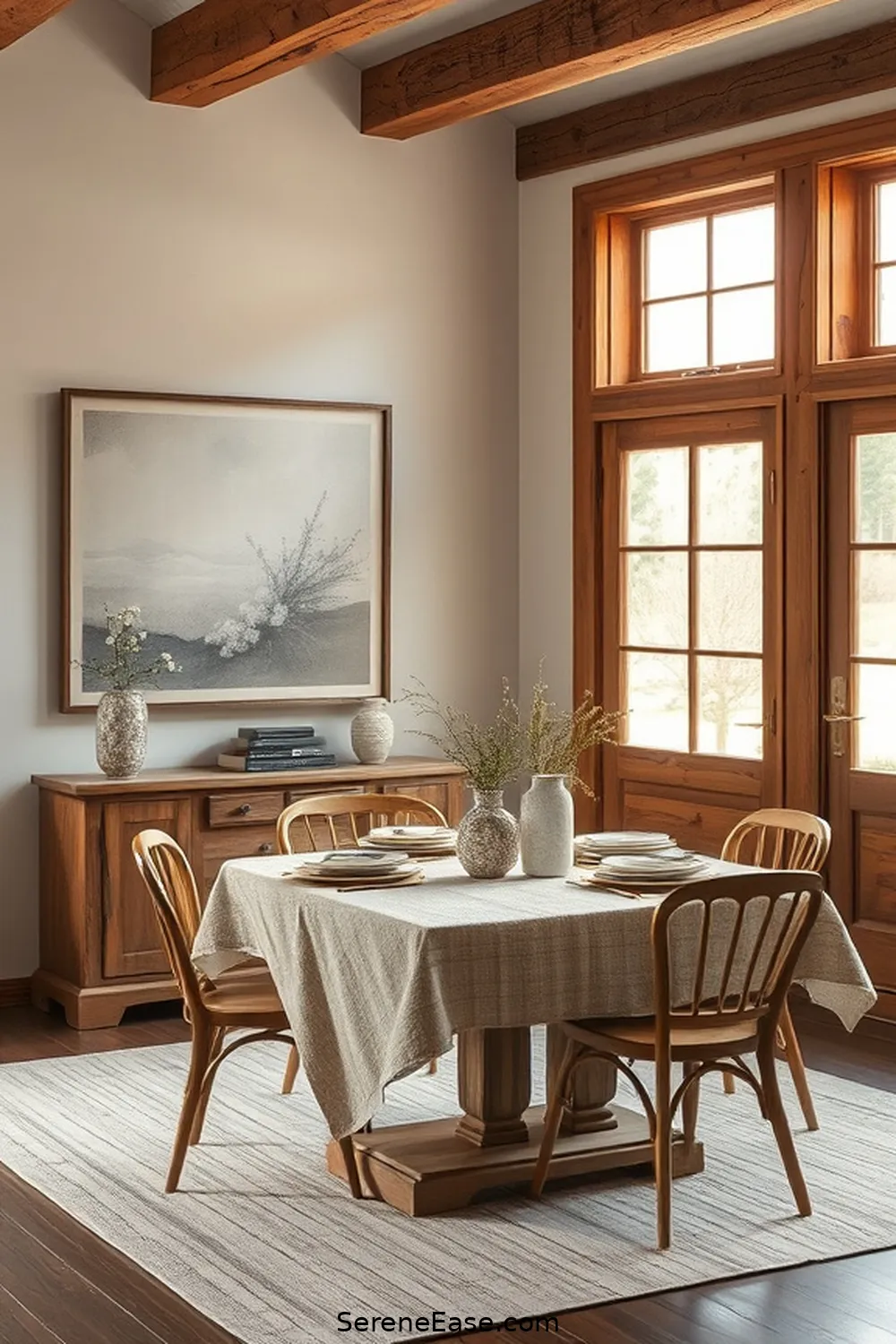 23 Ways to Use Neutral Tones in a Rustic Dining Room Style 8 Hang Neutral Artwork With Rustic Frames for 23 Ways to Use Neutral Tones in a Rustic Dining Room Style