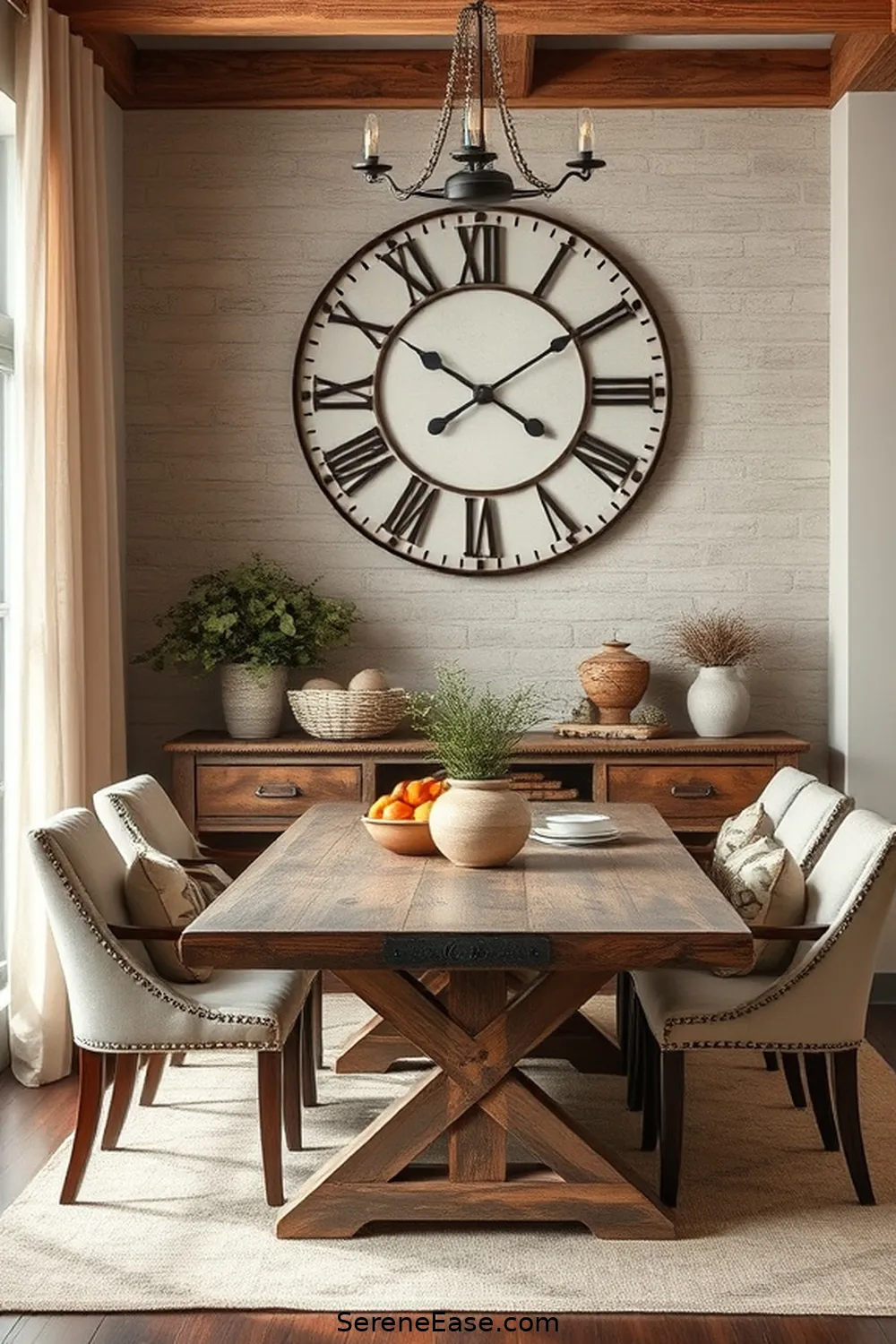 23 Ways to Use Neutral Tones in a Rustic Dining Room Style 21 Hang a Neutral Toned Clock for 23 Ways to Use Neutral Tones in a Rustic Dining Room Style