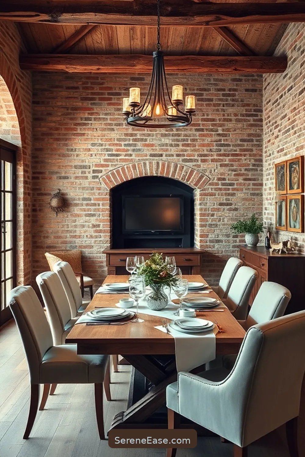 23 Ways to Use Neutral Tones in a Rustic Dining Room Style 11 Incorporate Stone or Brick Elements for 23 Ways to Use Neutral Tones in a Rustic Dining Room Style