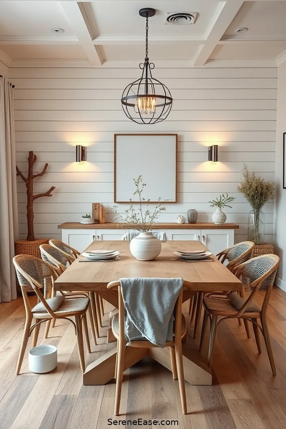 23 Ways to Use Neutral Tones in a Rustic Dining Room Style 6 Install a Shiplap Accent Wall for 23 Ways to Use Neutral Tones in a Rustic Dining Room Style