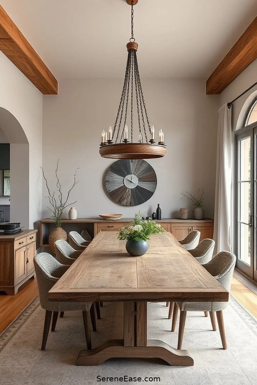 23 Ways to Use Neutral Tones in a Rustic Dining Room Style 10 Opt for a Rustic Wooden Chandelier for 23 Ways to Use Neutral Tones in a Rustic Dining Room Style