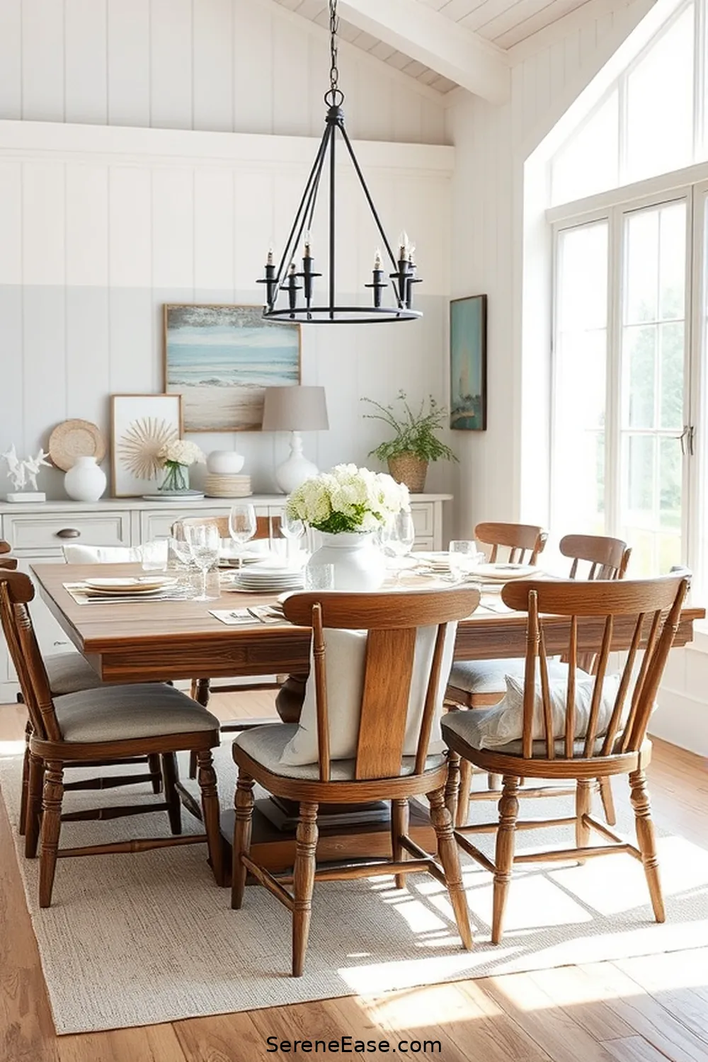 Add Pastel Throw Pillows to Chairs for 23 Ways to Use Pastels in Your Coastal Style Dining Room