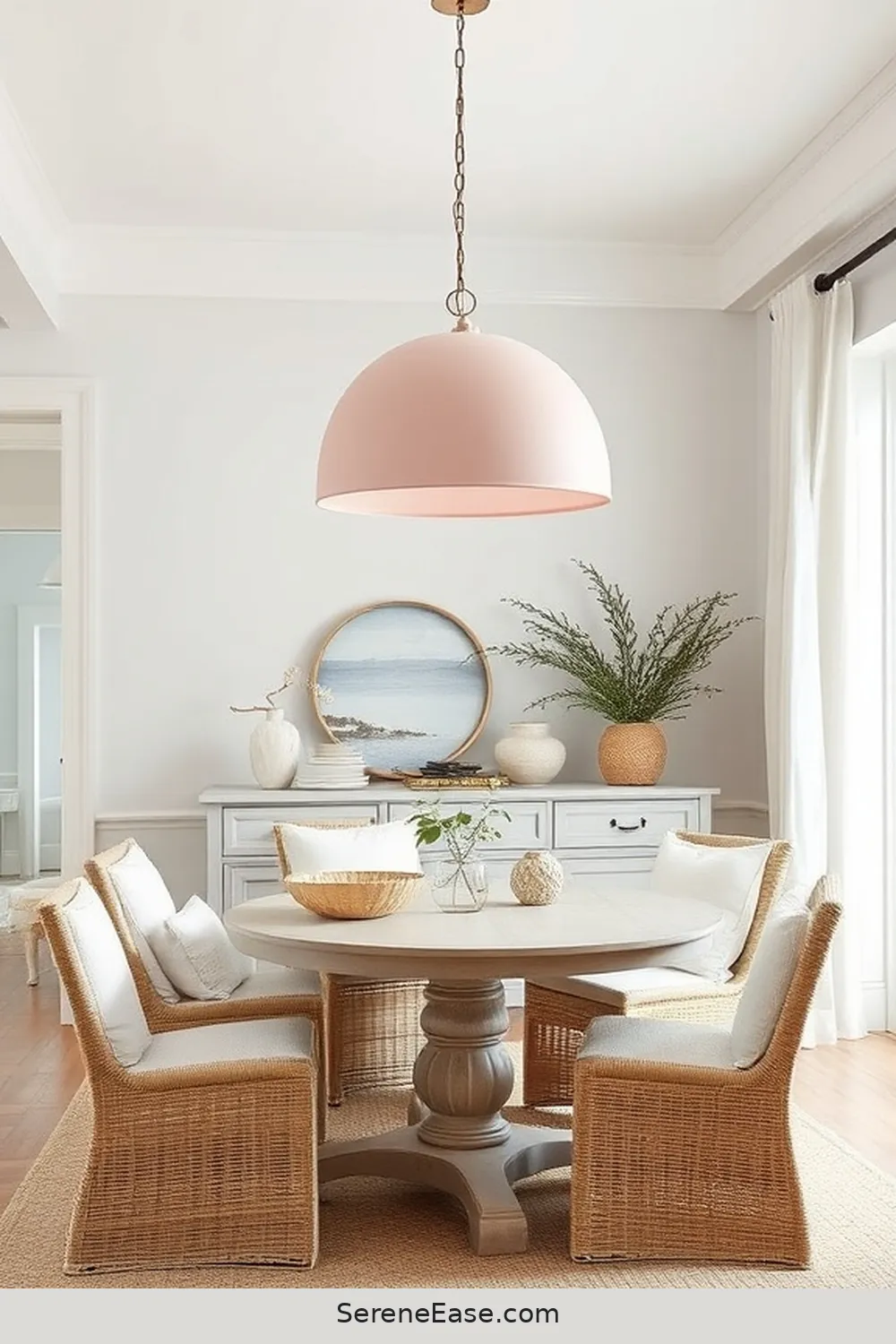 Add a Pastel Statement Light Fixture for 23 Ways to Use Pastels in Your Coastal Style Dining Room