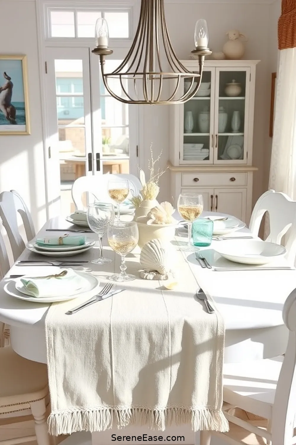 Add a Pastel Table Runner for 23 Ways to Use Pastels in Your Coastal Style Dining Room