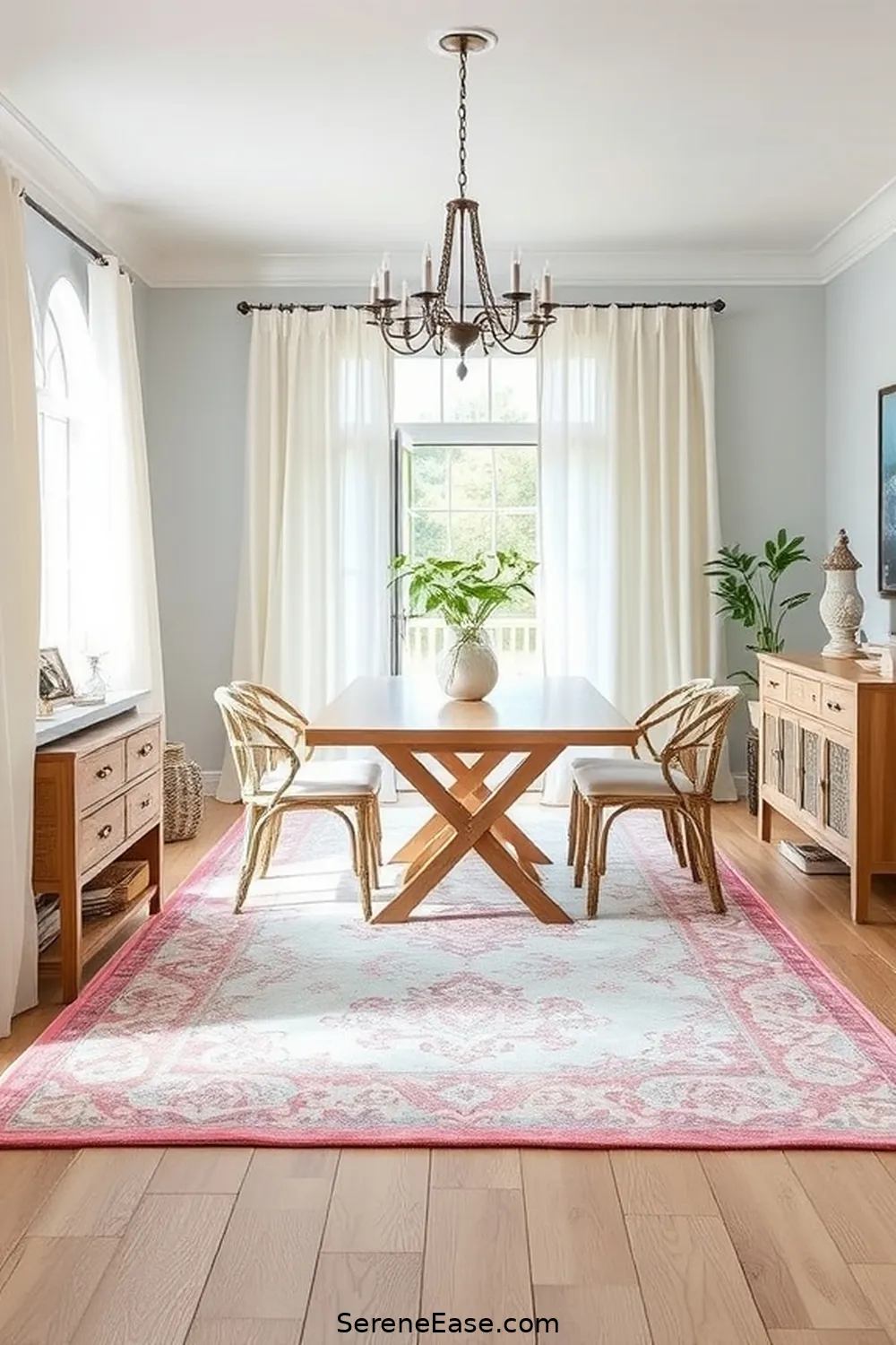 Select a Soft Pastel Rug for 23 Ways to Use Pastels in Your Coastal Style Dining Room