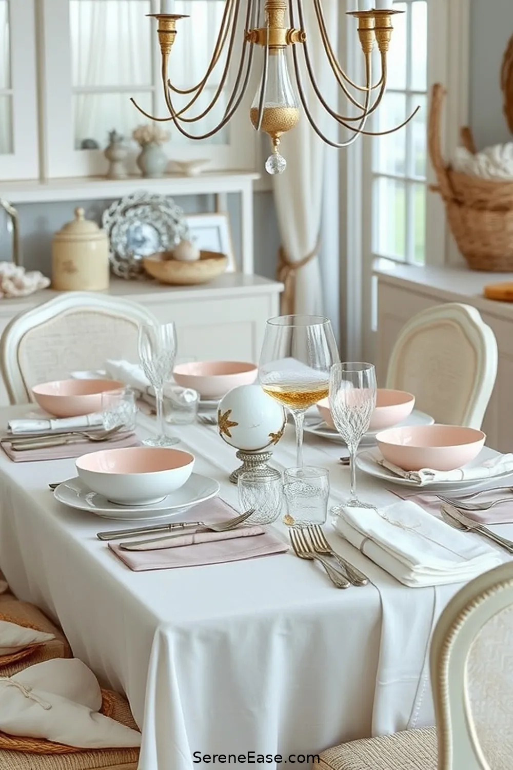 Use Pastel Decorative Bowls on the Table for 23 Ways to Use Pastels in Your Coastal Style Dining Room