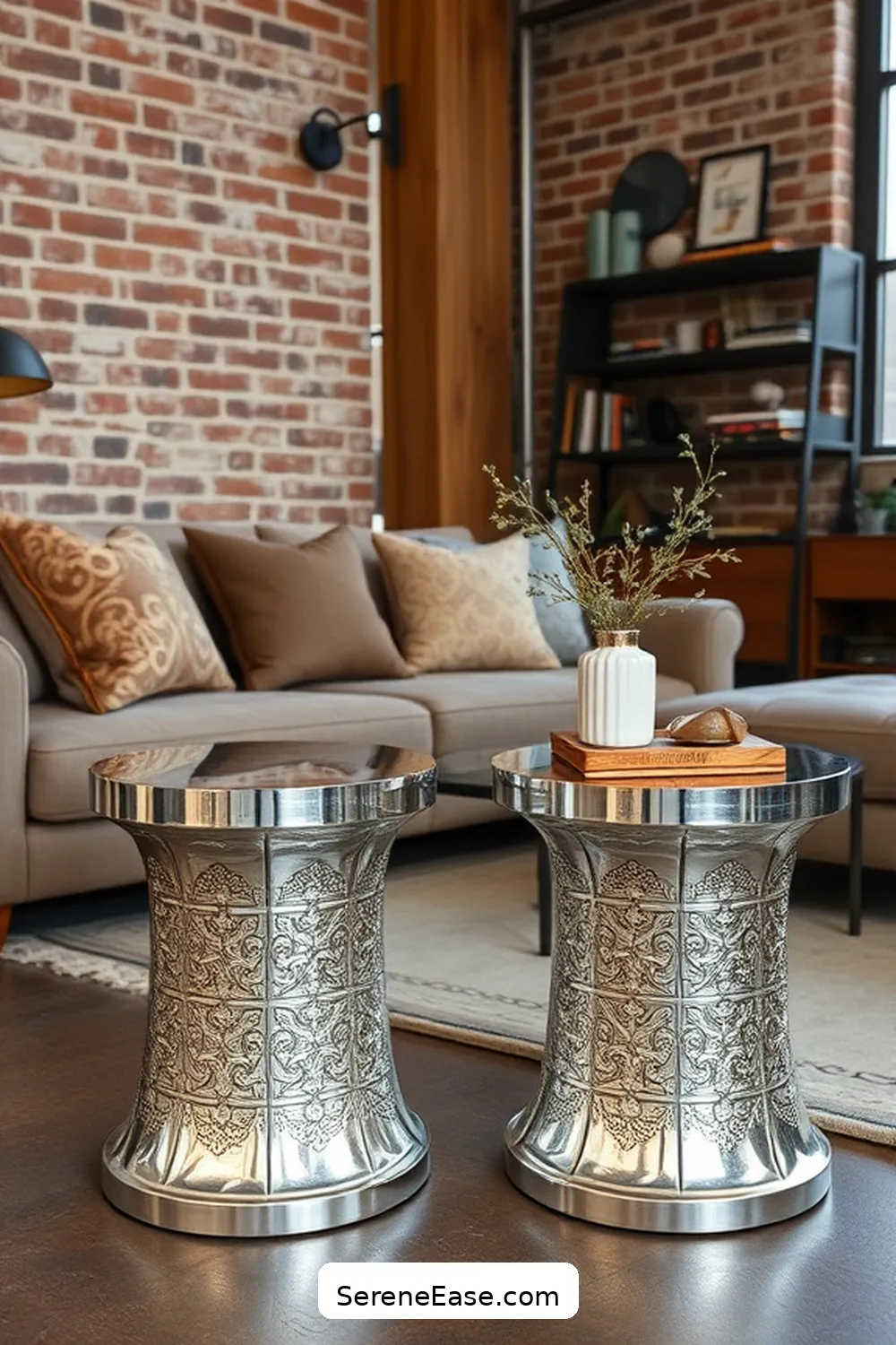 24 Stunning Metallic Accents for Your Industrial Style Living Room 17 Silver Side Tables for 24 Stunning Metallic Accents for Your Industrial Style Living Room