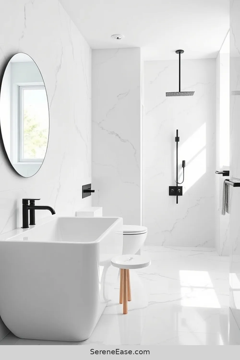 24 Stunning Scandinavian Bathroom Ideas in Black and White Style 22 Clean Lines and Simple Shapes for 24 Stunning Scandinavian Bathroom Ideas in Black and White Style