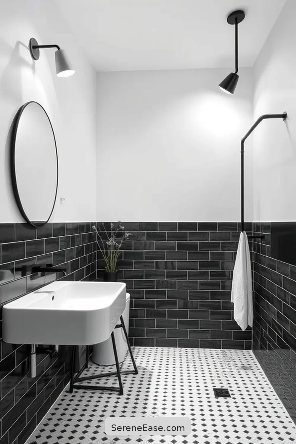 24 Stunning Scandinavian Bathroom Ideas in Black and White Style 15 Contemporary Lighting Fixtures for 24 Stunning Scandinavian Bathroom Ideas in Black and White Style