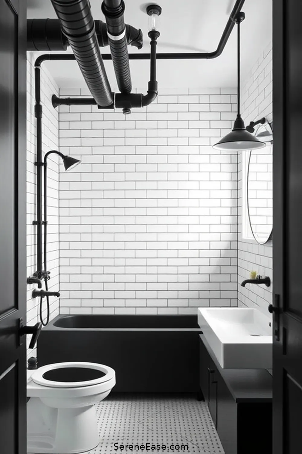 24 Stunning Scandinavian Bathroom Ideas in Black and White Style 13 Industrial Style Elements for 24 Stunning Scandinavian Bathroom Ideas in Black and White Style