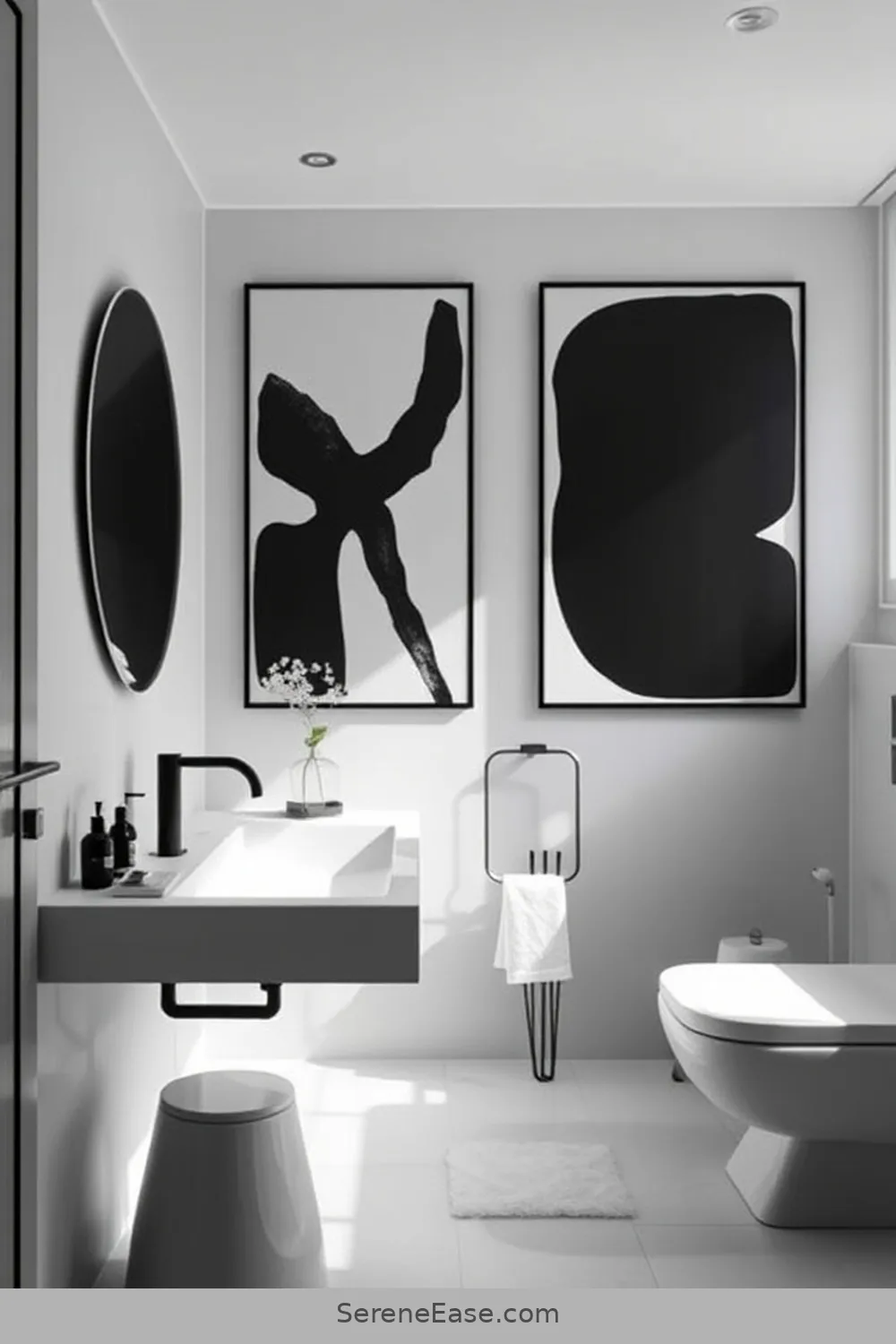 24 Stunning Scandinavian Bathroom Ideas in Black and White Style 10 Stunning Black and White Artwork for 24 Stunning Scandinavian Bathroom Ideas in Black and White Style
