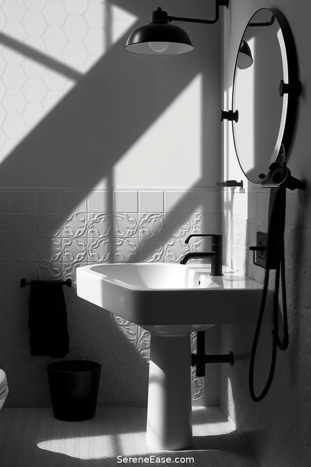24 Stunning Scandinavian Bathroom Ideas in Black and White Style 14 Vintage Black and White Photography for 24 Stunning Scandinavian Bathroom Ideas in Black and White Style