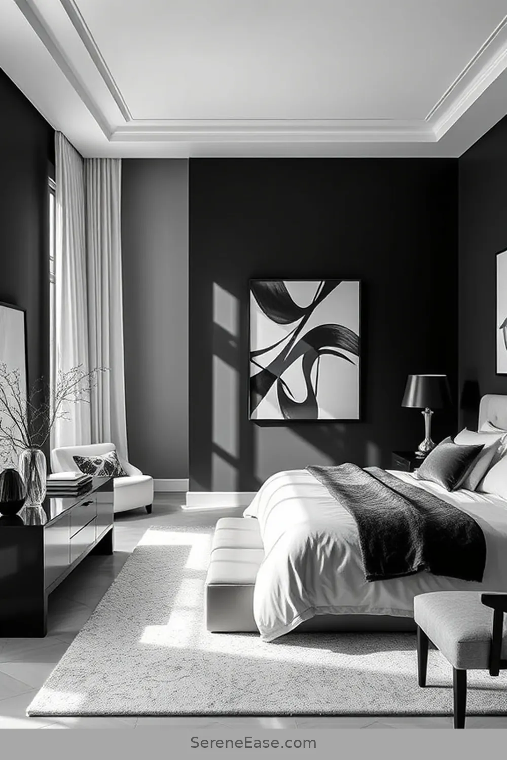 24 Stunning Ways to Embrace Black and White Minimalist Style in Your Bedroom 2 Choose a Monochromatic Color Palette for 24 Stunning Ways to Embrace Black and White Minimalist Style in Your Bedroom