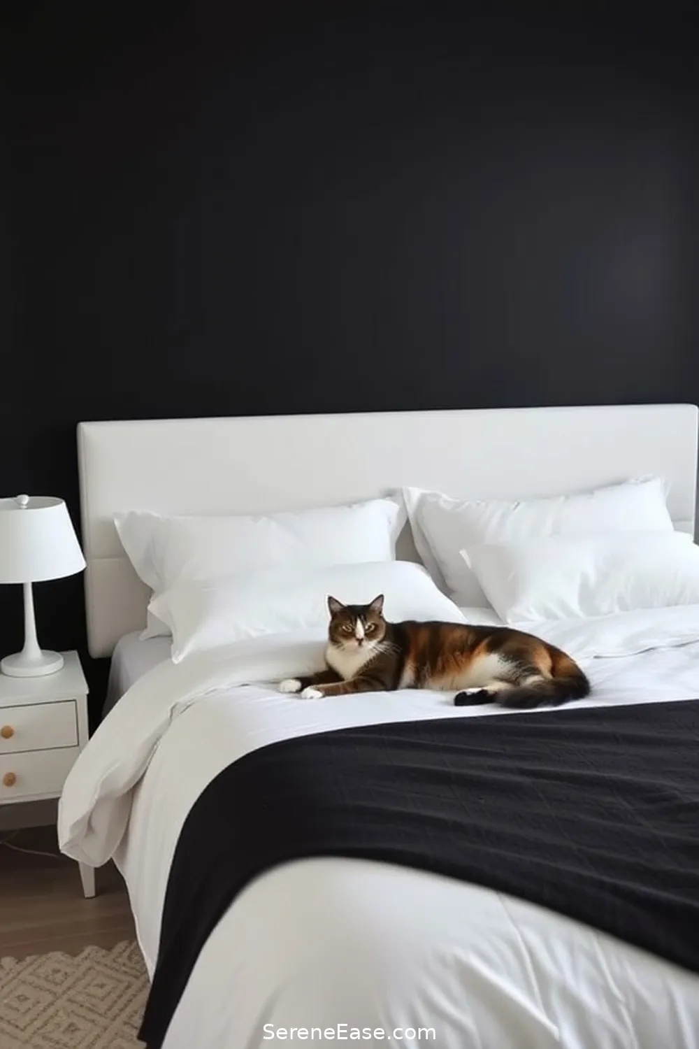 24 Stunning Ways to Embrace Black and White Minimalist Style in Your Bedroom 9 Create a Focal Point With a Black Accent Wall for 24 Stunning Ways to Embrace Black and White Minimalist Style in Your Bedroom