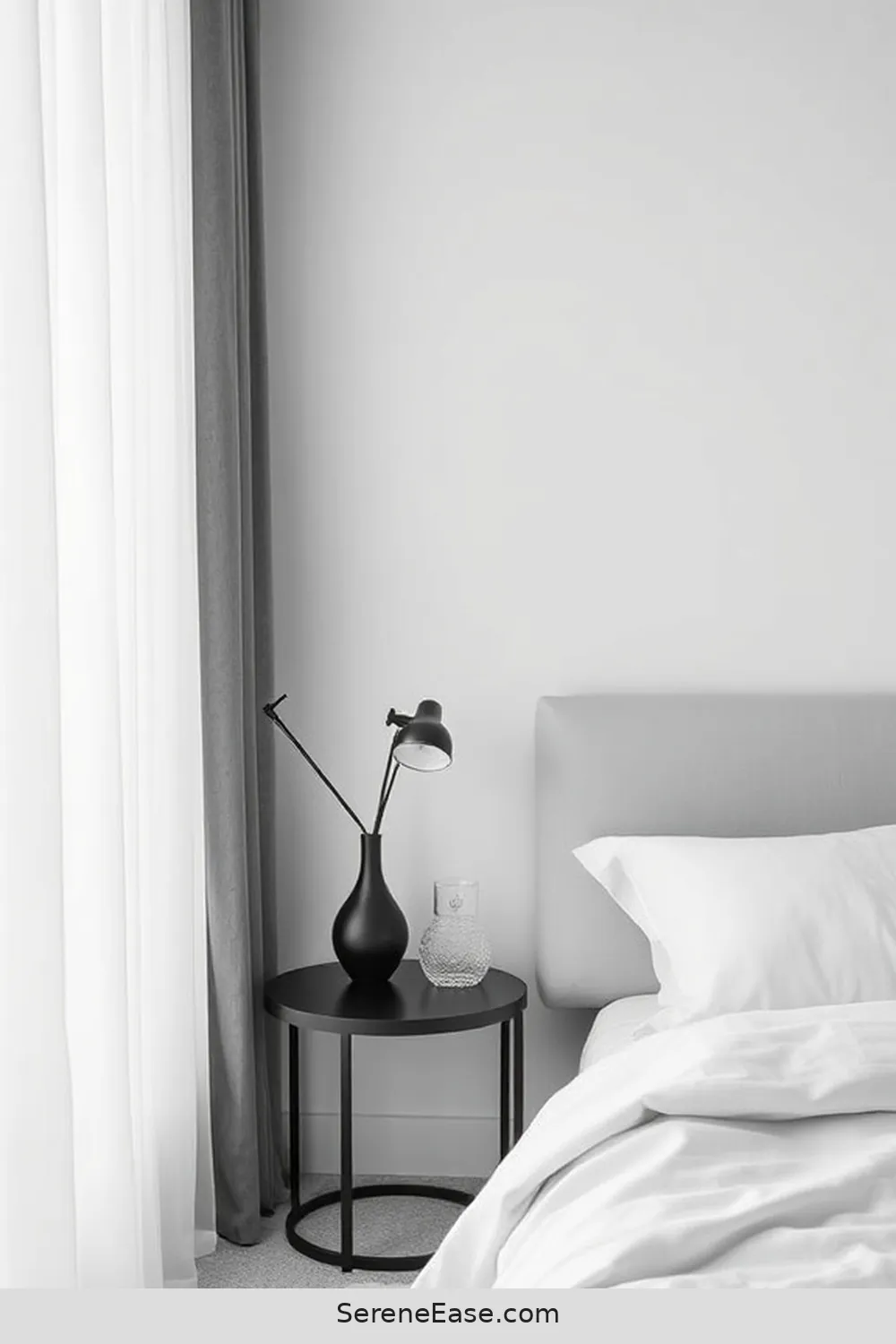 24 Stunning Ways to Embrace Black and White Minimalist Style in Your Bedroom 11 Keep Accessories to a Minimum for 24 Stunning Ways to Embrace Black and White Minimalist Style in Your Bedroom