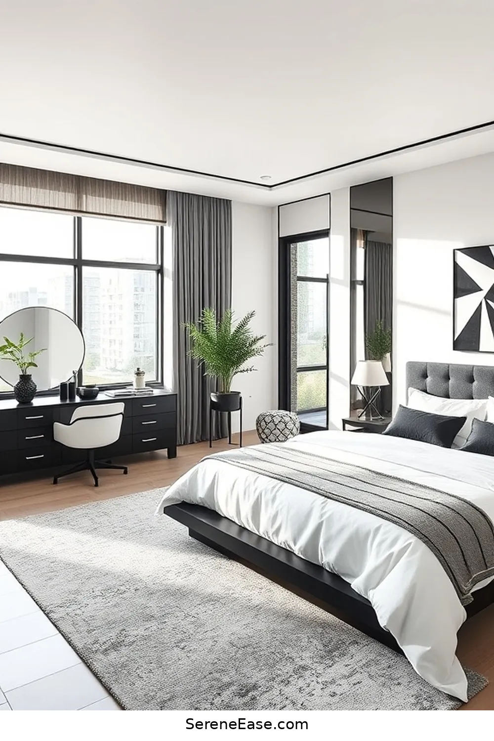 24 Stunning Ways to Embrace Black and White Minimalist Style in Your Bedroom 4 Opt for Sleek Furniture With Clean Lines for 24 Stunning Ways to Embrace Black and White Minimalist Style in Your Bedroom