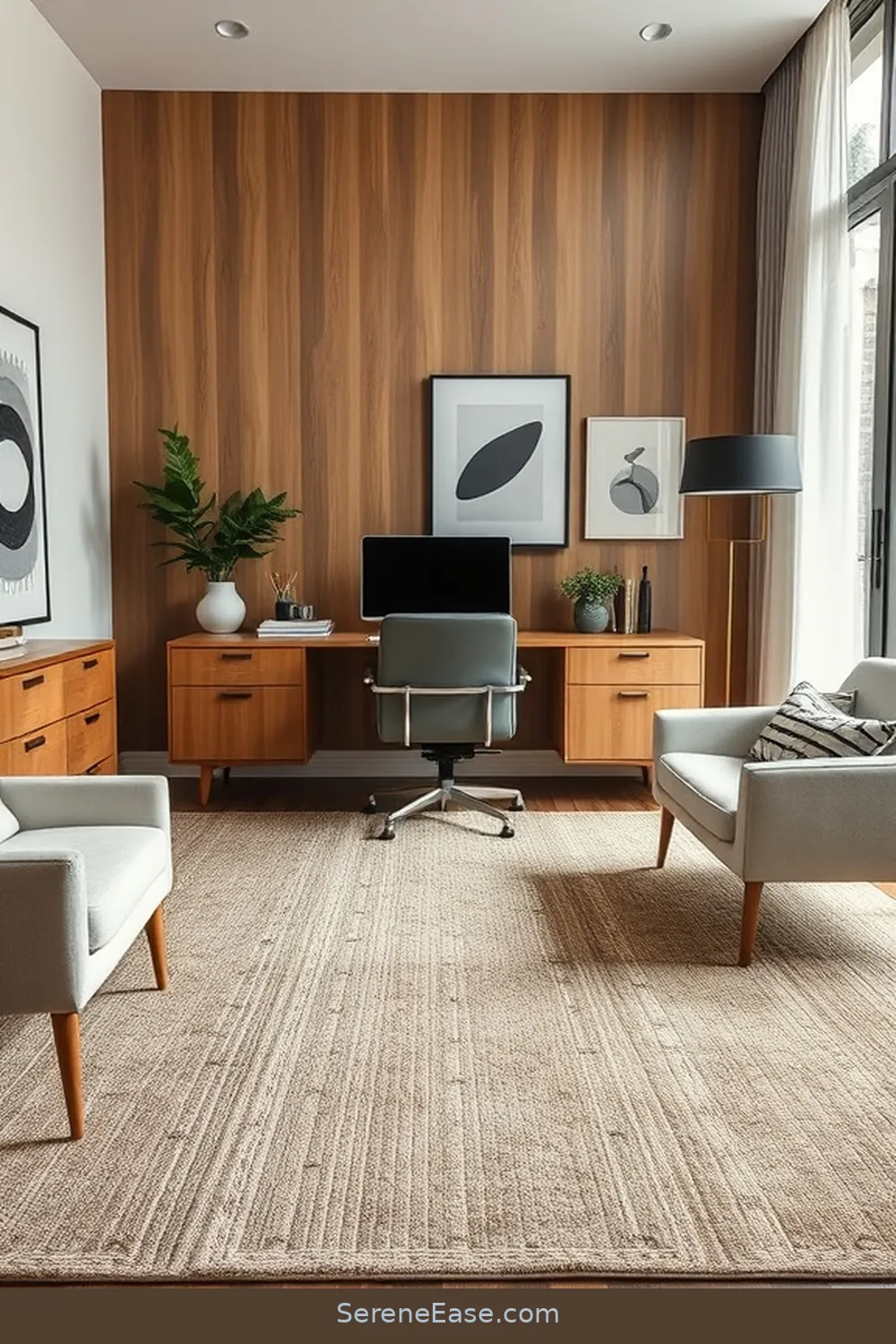 24 Stylish Ways to Incorporate Metallic Accents in Your Mid-Century Modern Home Office 13 Accent Rugs With Metallic Threads for 24 Stylish Ways to Incorporate Metallic Accents in Your Mid-Century Modern Home Office