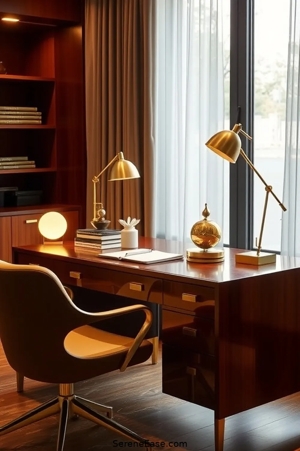 24 Stylish Ways to Incorporate Metallic Accents in Your Mid-Century Modern Home Office 2 Brass Desk Accessories for 24 Stylish Ways to Incorporate Metallic Accents in Your Mid-Century Modern Home Office
