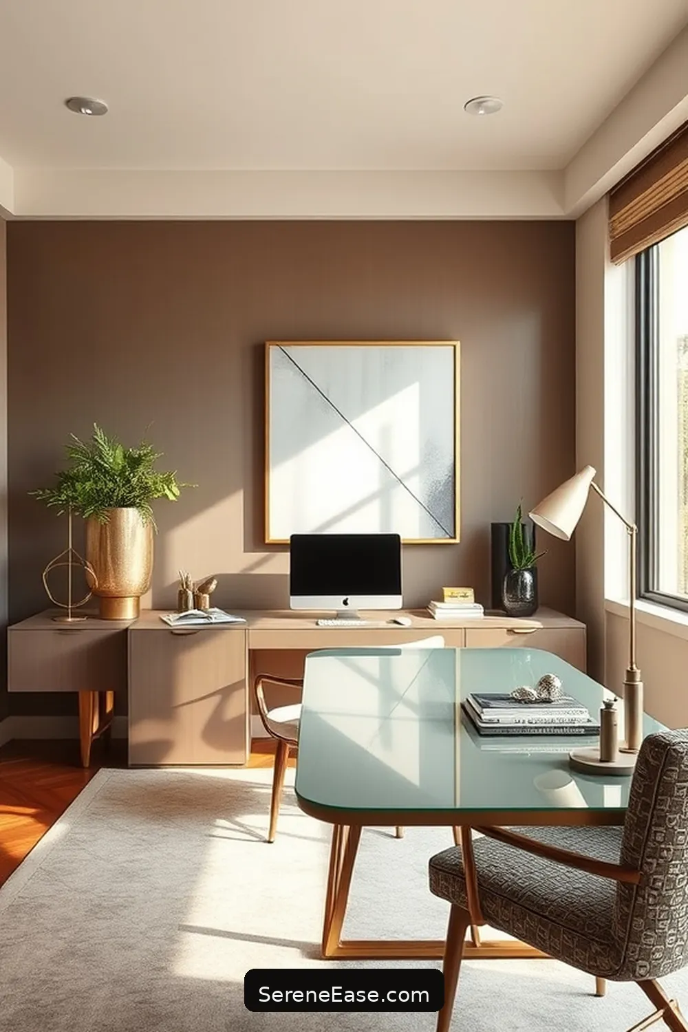 24 Stylish Ways to Incorporate Metallic Accents in Your Mid-Century Modern Home Office 22 Geometric Metallic Decor for 24 Stylish Ways to Incorporate Metallic Accents in Your Mid-Century Modern Home Office