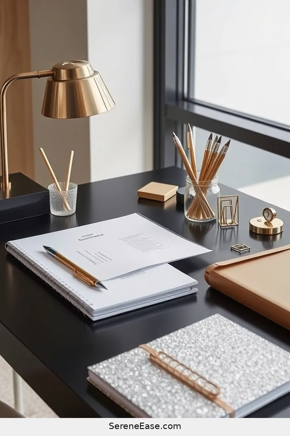 24 Stylish Ways to Incorporate Metallic Accents in Your Mid-Century Modern Home Office 23 Metallic Stationery and Supplies for 24 Stylish Ways to Incorporate Metallic Accents in Your Mid-Century Modern Home Office