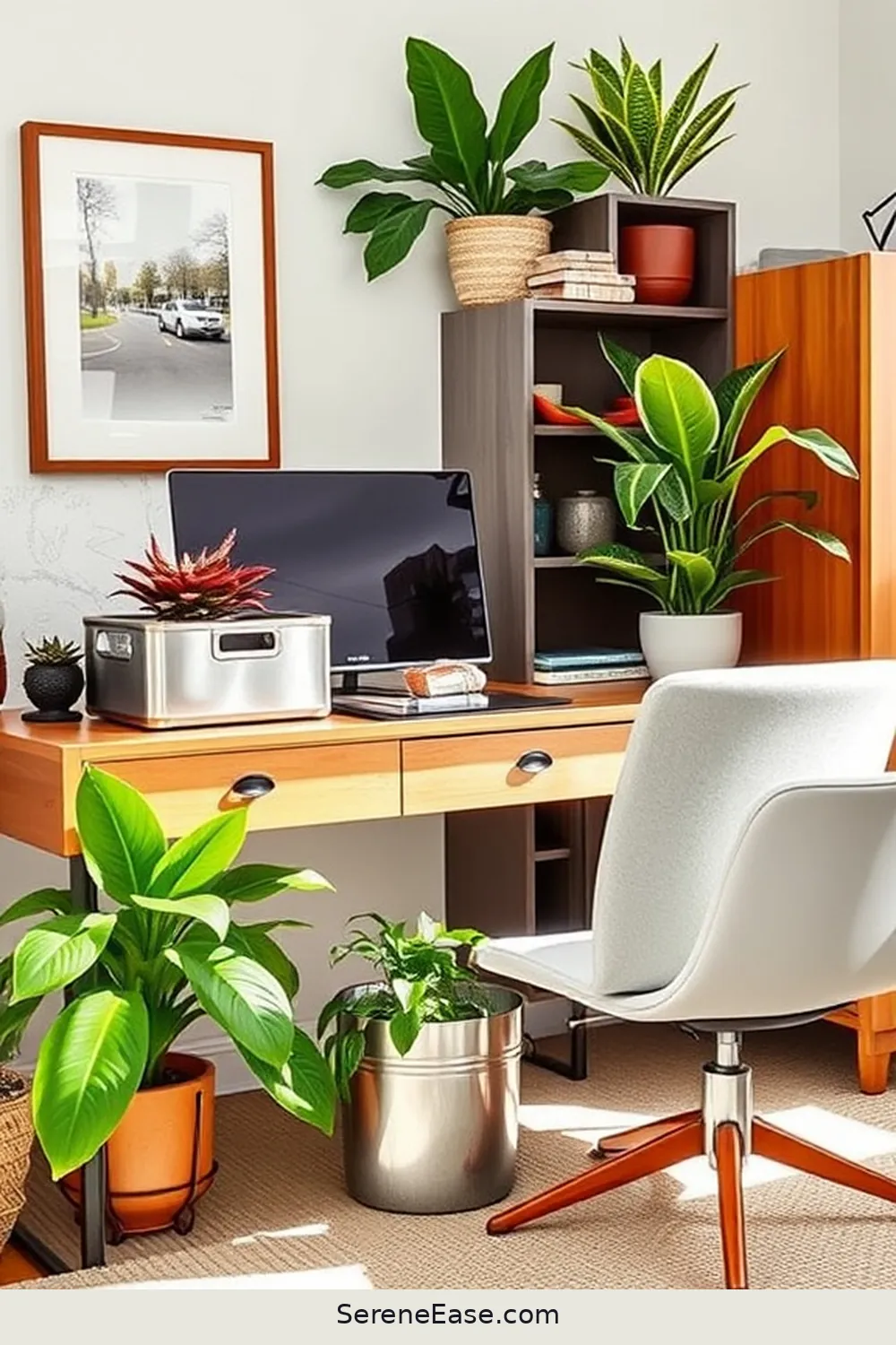 24 Stylish Ways to Incorporate Metallic Accents in Your Mid-Century Modern Home Office 21 Metallic Storage Baskets for 24 Stylish Ways to Incorporate Metallic Accents in Your Mid-Century Modern Home Office