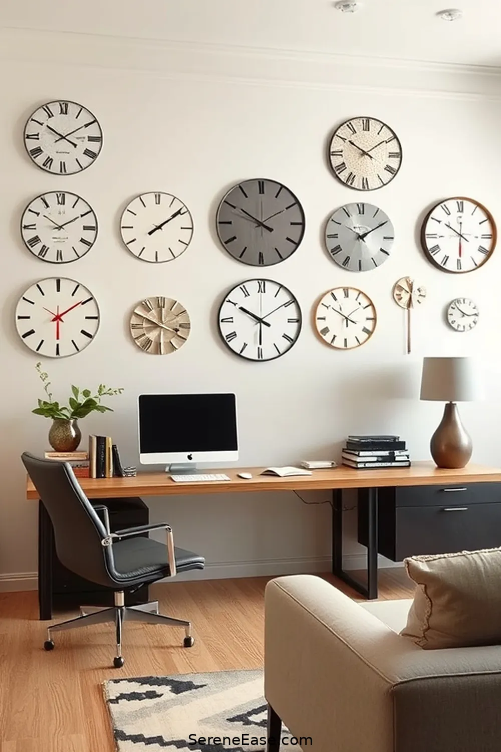 24 Stylish Ways to Incorporate Metallic Accents in Your Mid-Century Modern Home Office 18 Metallic Wall Clocks for 24 Stylish Ways to Incorporate Metallic Accents in Your Mid-Century Modern Home Office
