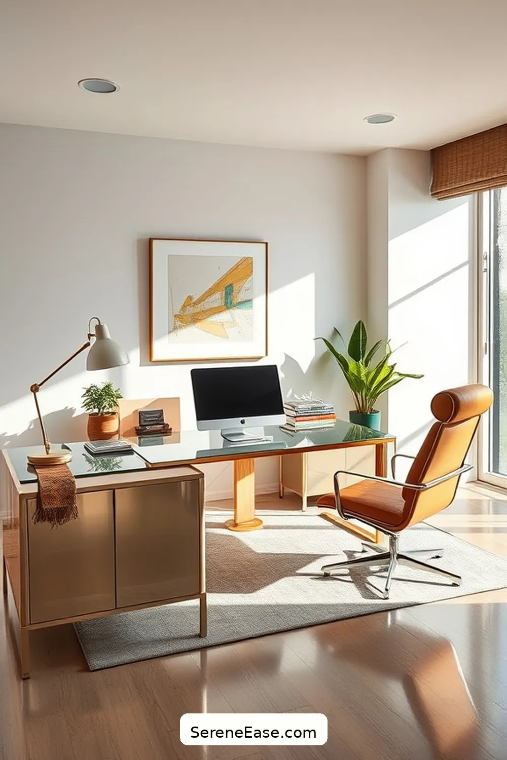24 Stylish Ways to Incorporate Metallic Accents in Your Mid-Century Modern Home Office 11 Painted Metallic Furniture for 24 Stylish Ways to Incorporate Metallic Accents in Your Mid-Century Modern Home Office