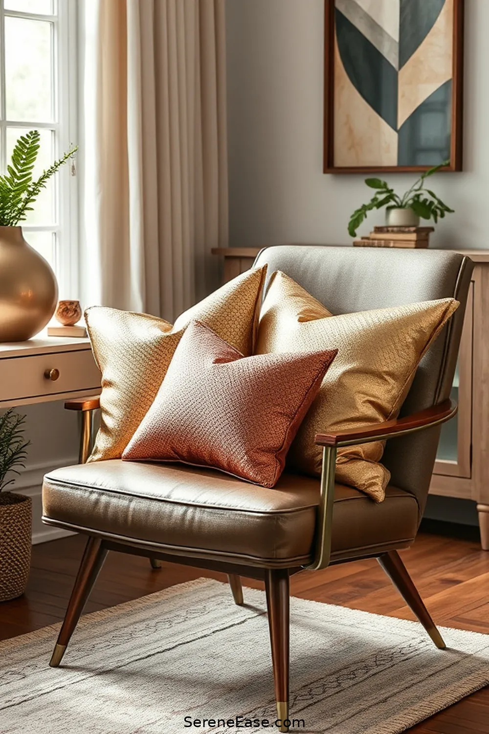24 Stylish Ways to Incorporate Metallic Accents in Your Mid-Century Modern Home Office 9 Textured Throw Pillows for 24 Stylish Ways to Incorporate Metallic Accents in Your Mid-Century Modern Home Office
