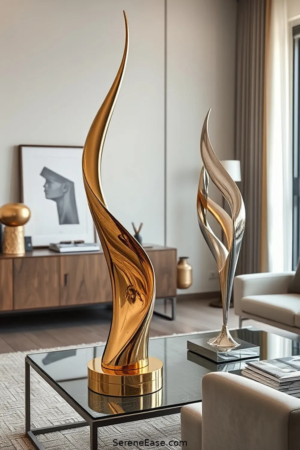 24 Stylish Ways to Incorporate Metallic Accents in Your Mid-Century Modern Home Office 20 Unique Metallic Sculptures for 24 Stylish Ways to Incorporate Metallic Accents in Your Mid-Century Modern Home Office